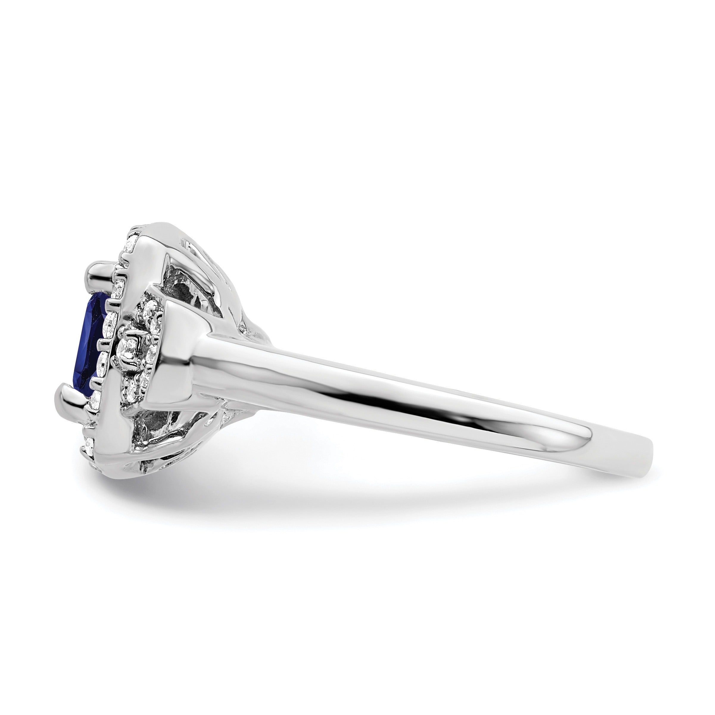 2 Ct Cushion Blue Created Sapphire & Lab Diamond Prong 10K White Gold Halo Ring