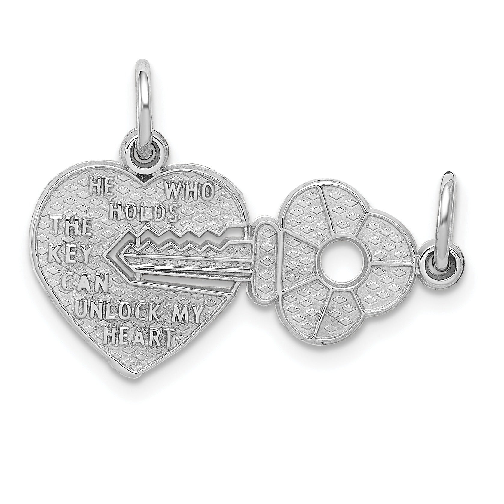 14K White Gold Key To My Heart Pendant for Couples Fine Color Jewels