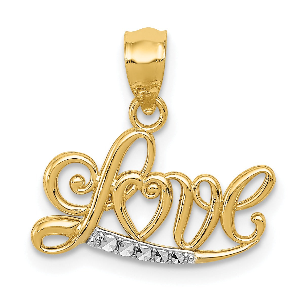 14k Gold LOVE Script Pendant