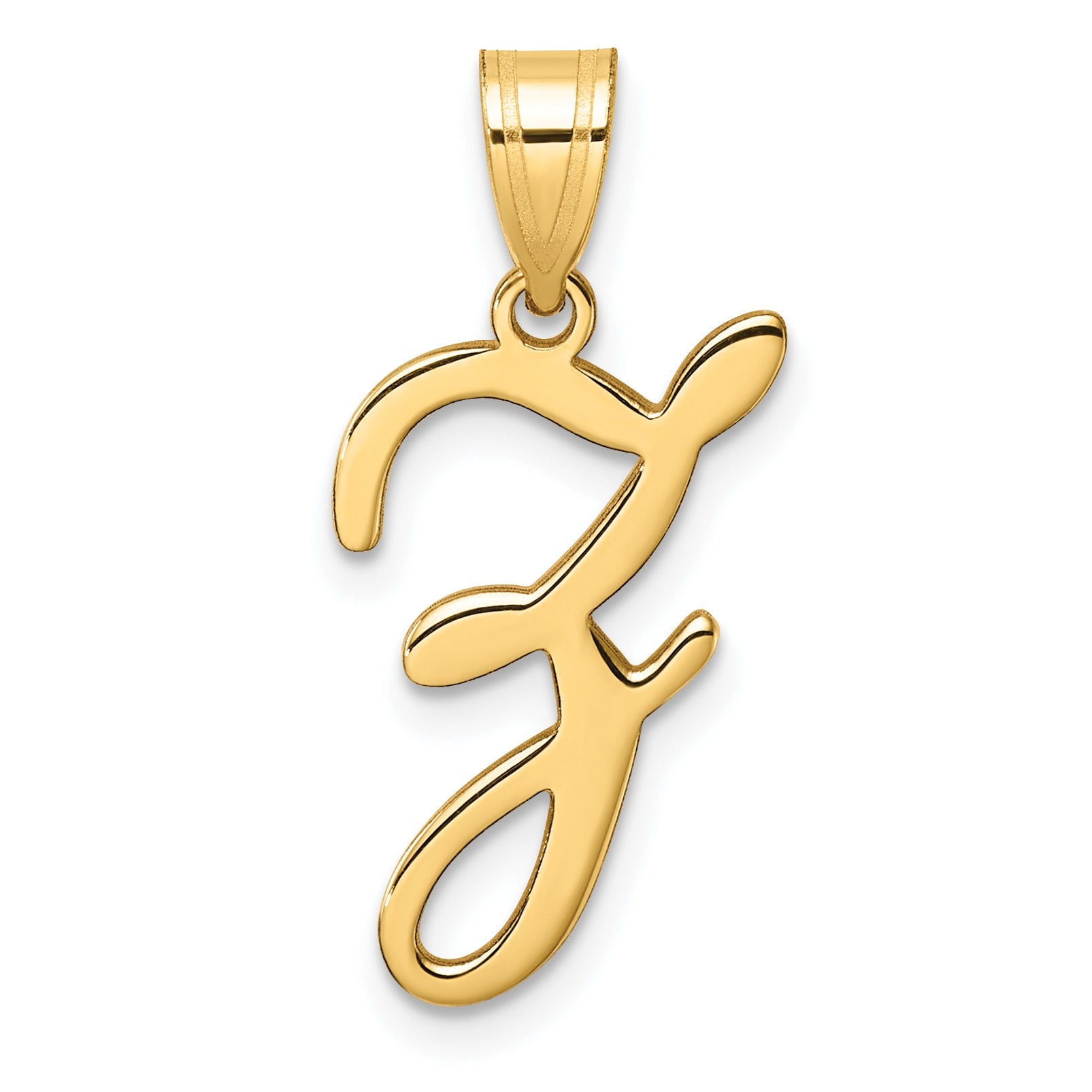 14k Gold Script Initial Charm Pendant