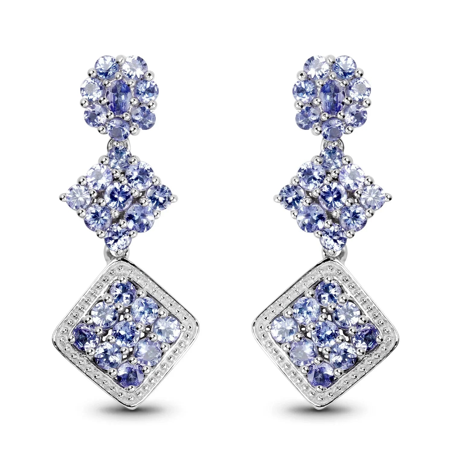 4.92 Carat Genuine Tanzanite Silver Earrings