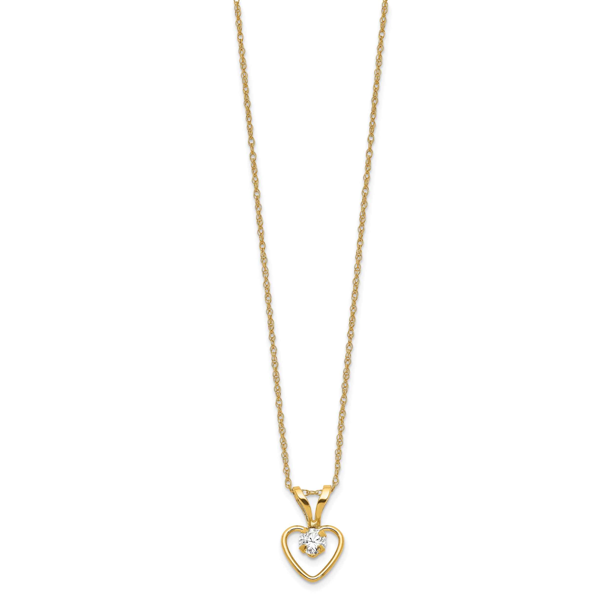 10k Yellow Gold Heart in Heart Birthstone Necklace
