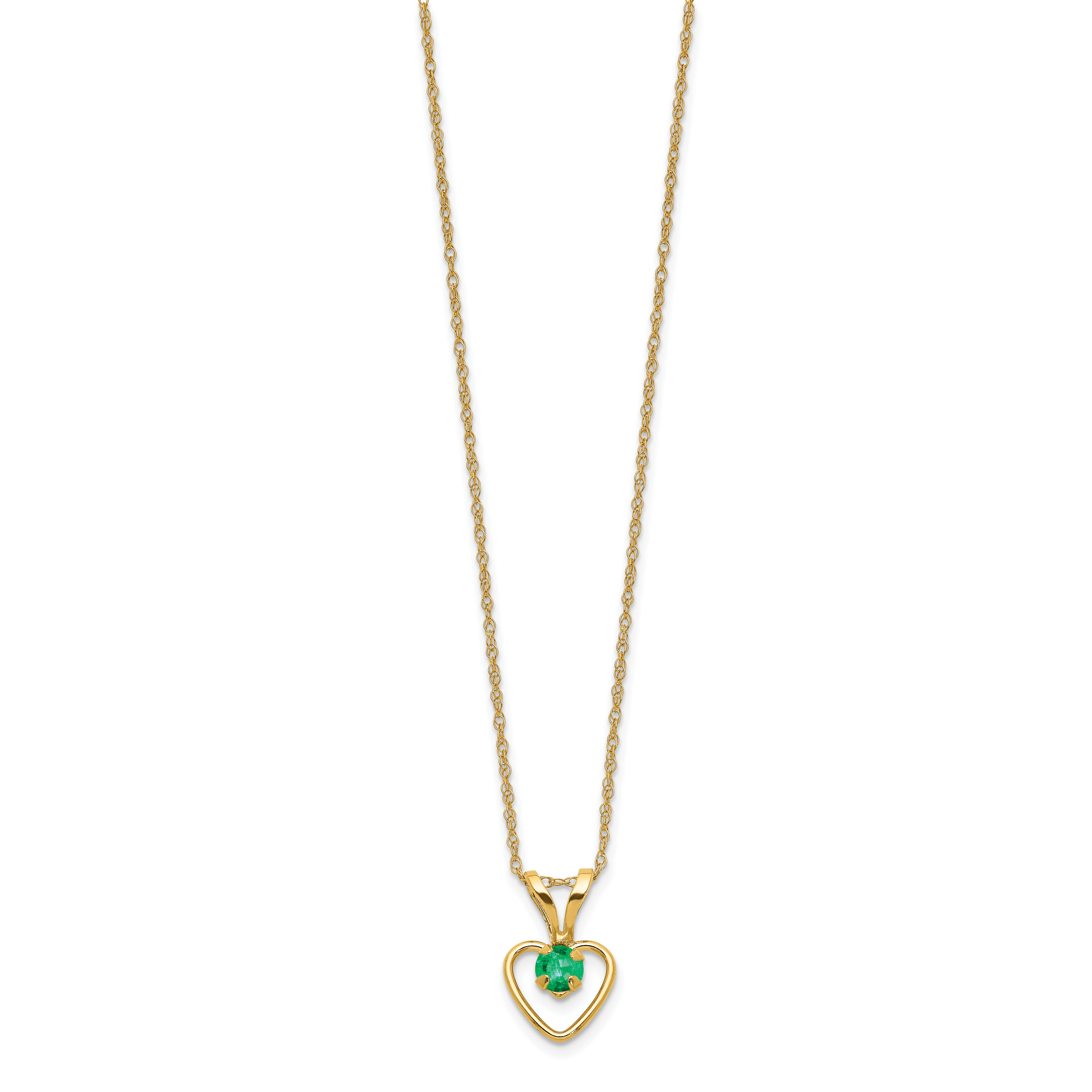 10k Yellow Gold Heart in Heart Birthstone Necklace