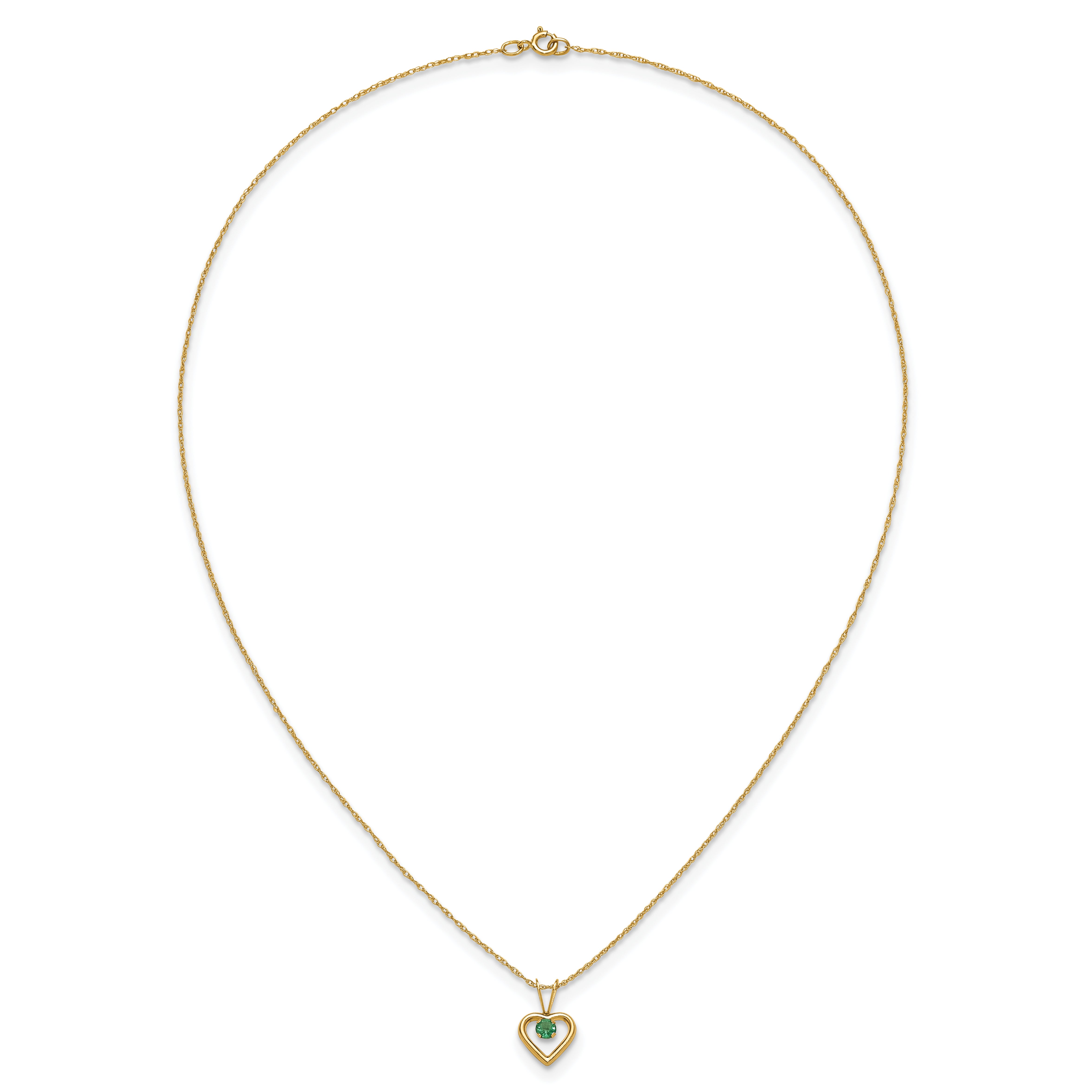 10k Yellow Gold Heart in Heart Birthstone Necklace