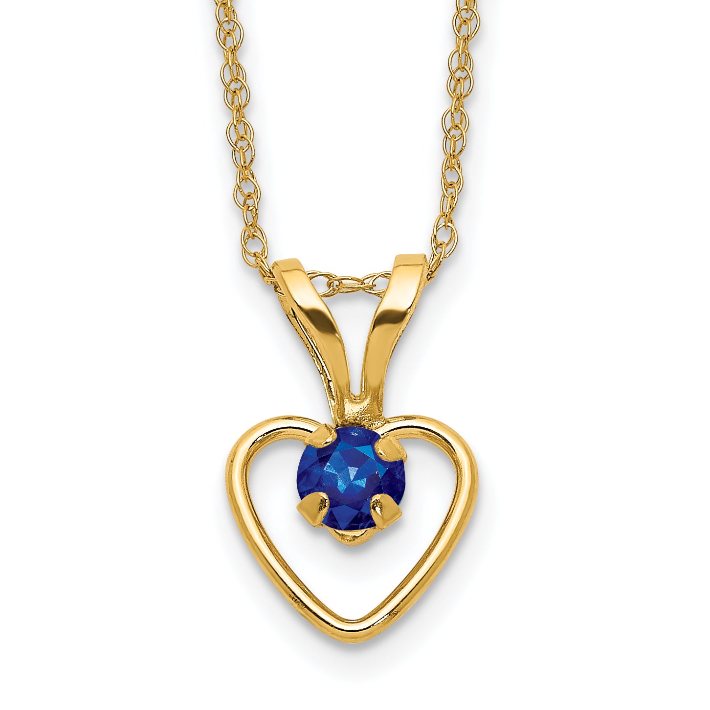 10k Yellow Gold Heart in Heart Birthstone Necklace