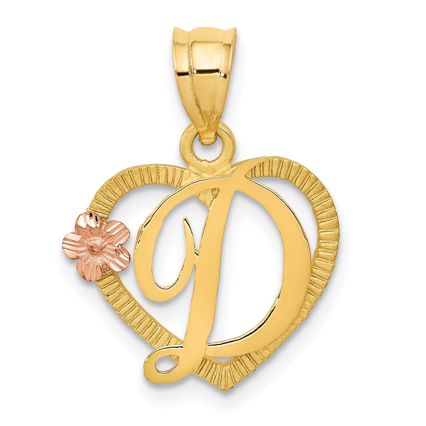 14k Gold Heart Initial Pendants Fine Color Jewels