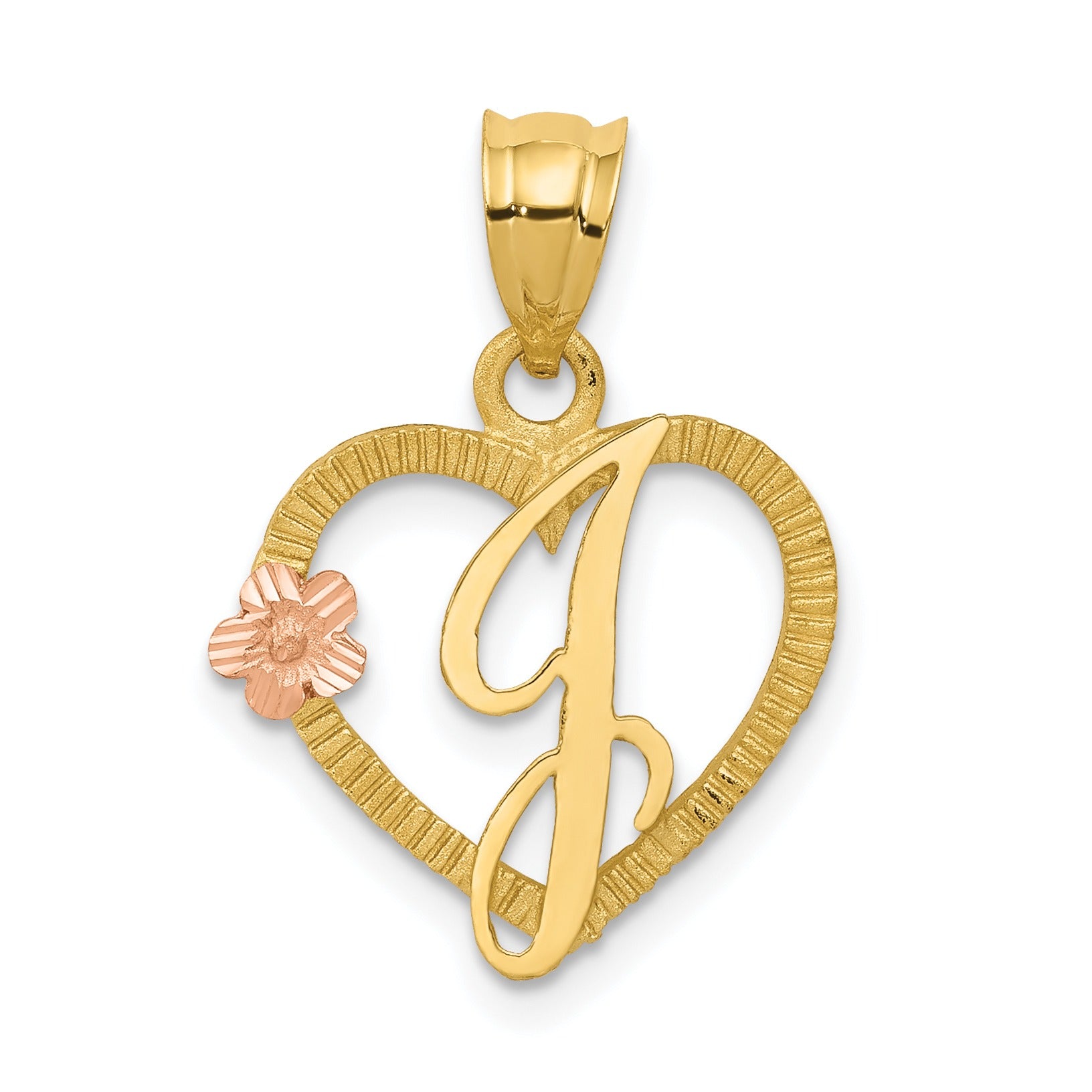 14k Gold Heart Initial Pendants Fine Color Jewels