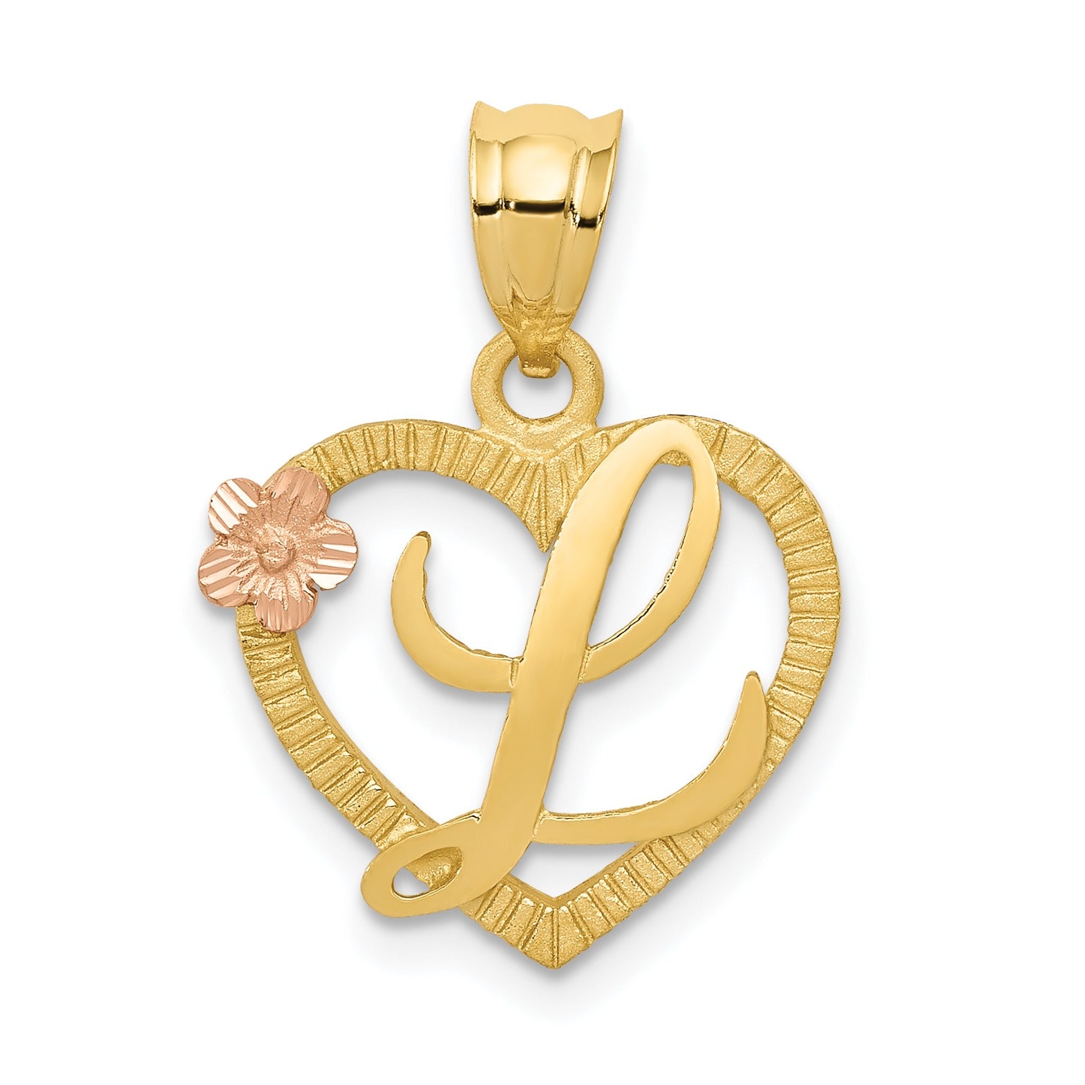 14k Gold Heart Initial Pendants Fine Color Jewels