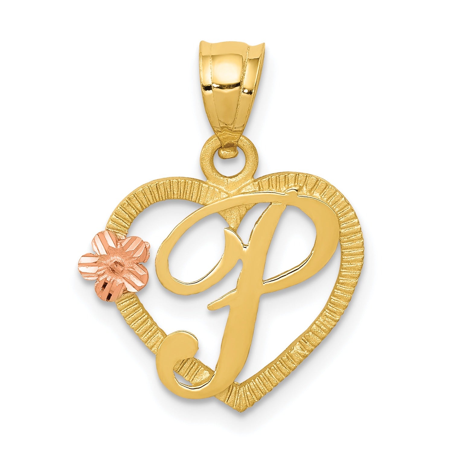14k Gold Heart Initial Pendants Fine Color Jewels