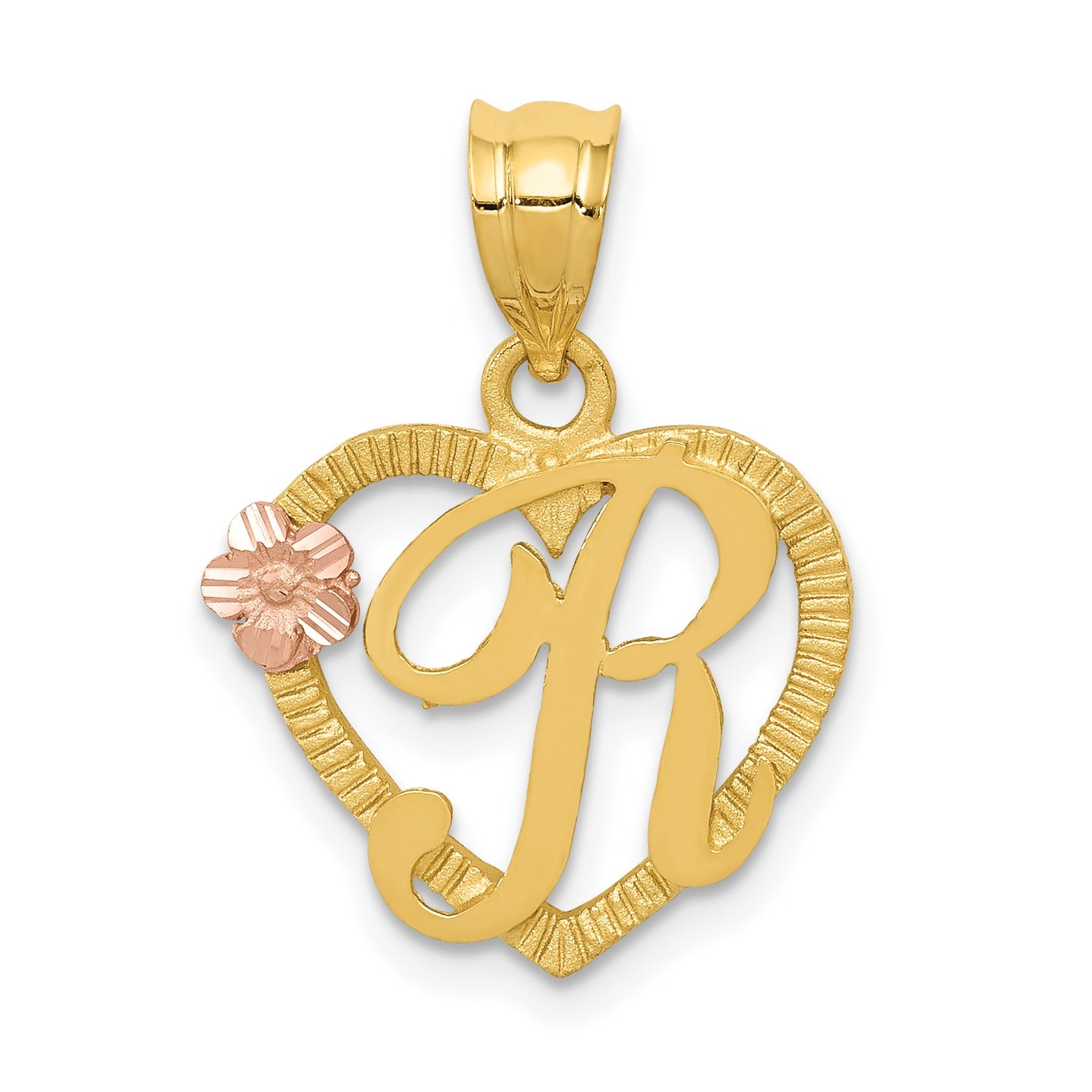 14k Gold Heart Initial Pendants Fine Color Jewels