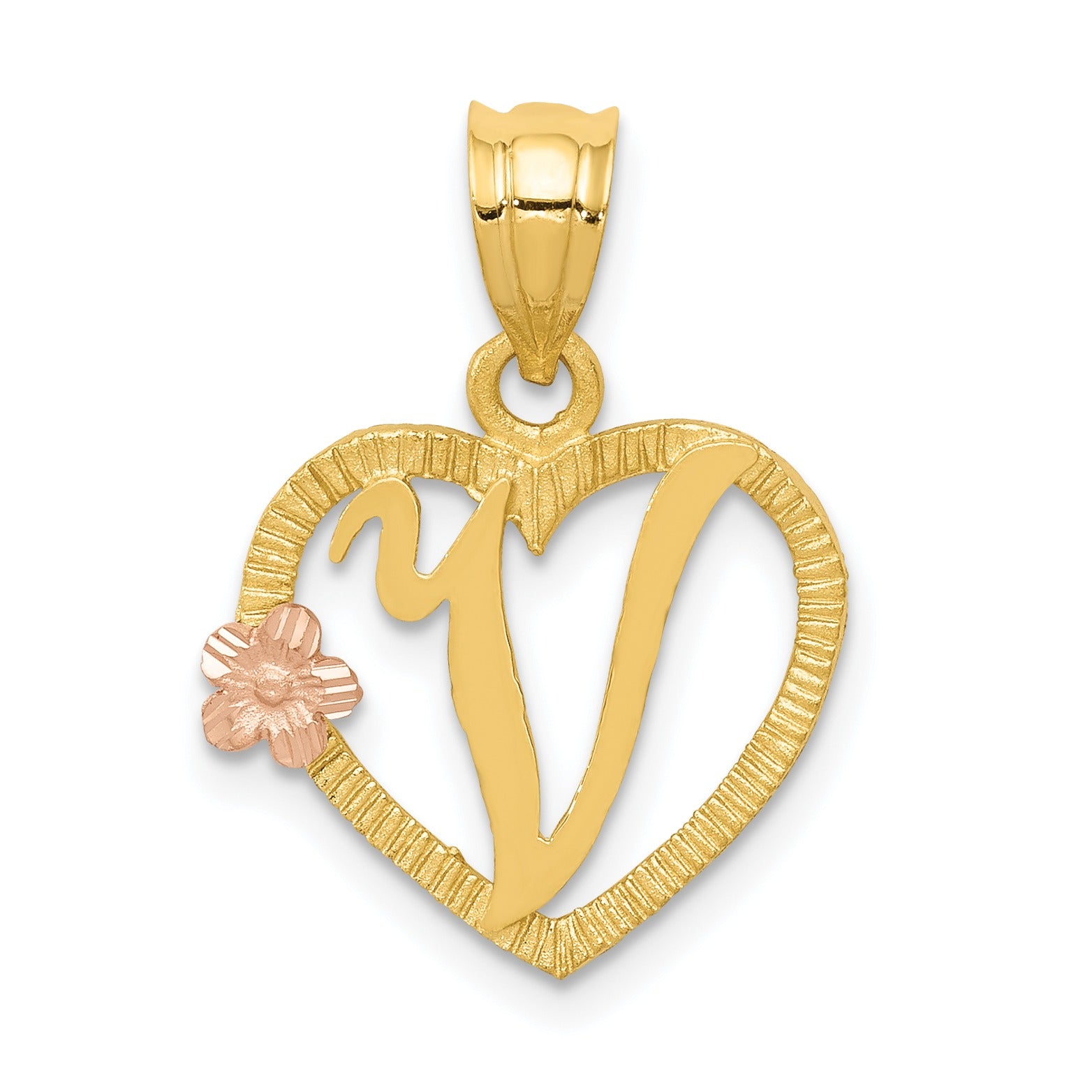 14k Gold Heart Initial Pendants Fine Color Jewels