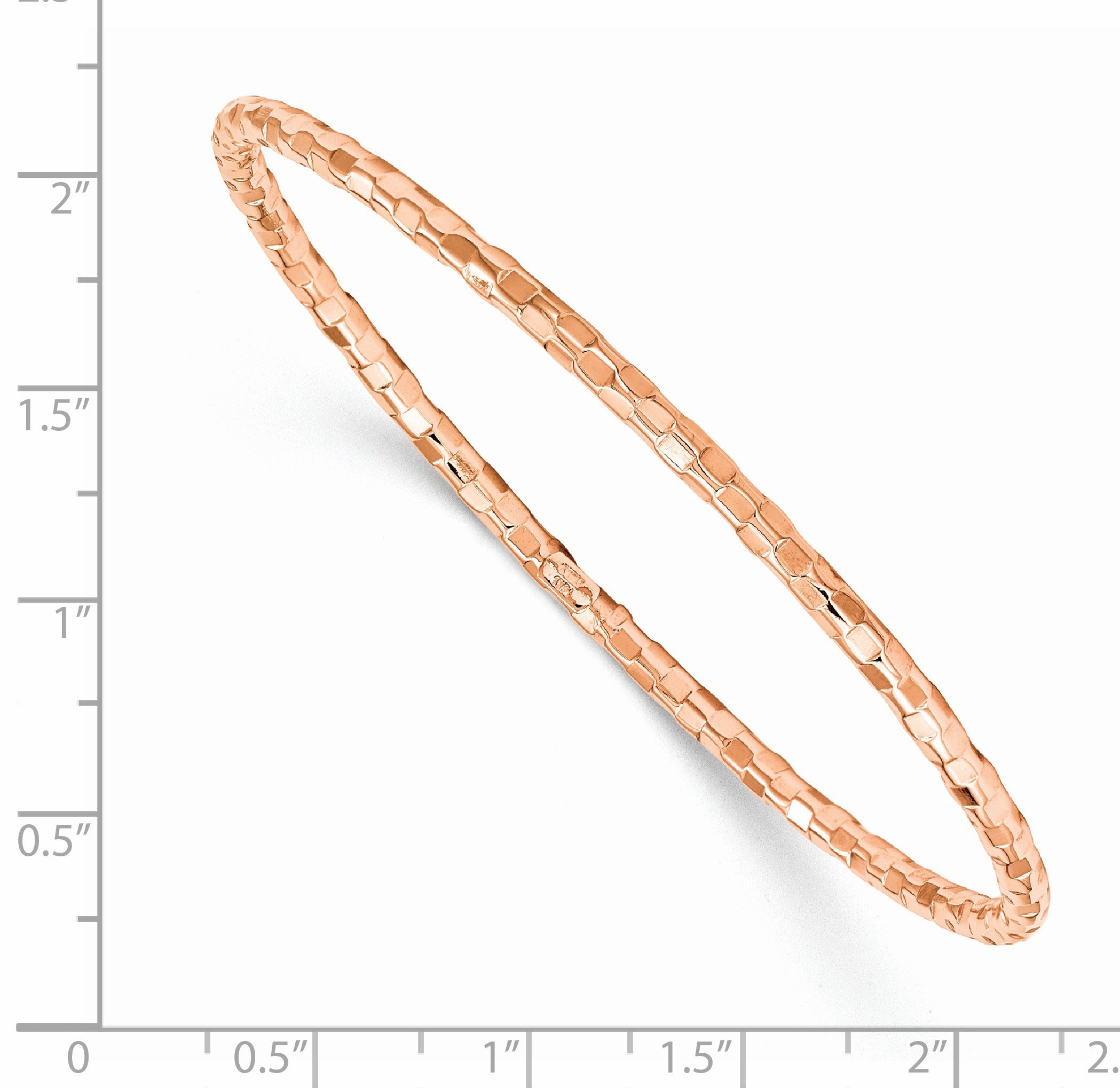 Rose Gold Textured Slip-On 14K Rose Gold Round Bangle Bracelet