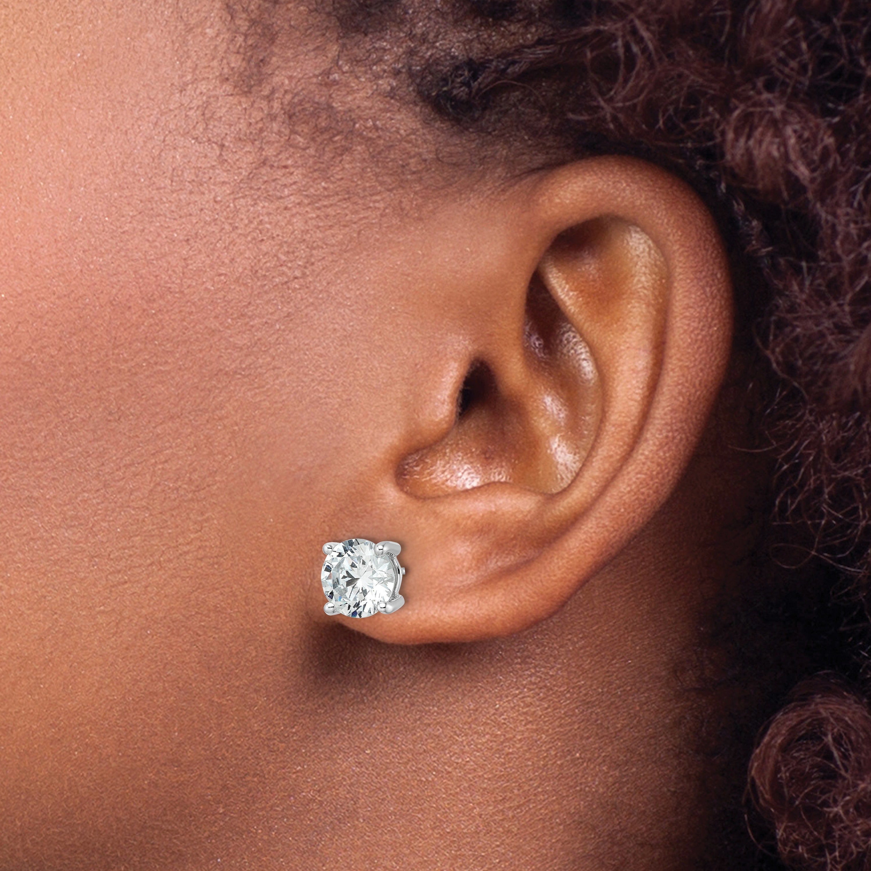 14K White Gold Round Shaped Lab Grown Diamond Stud Earrings