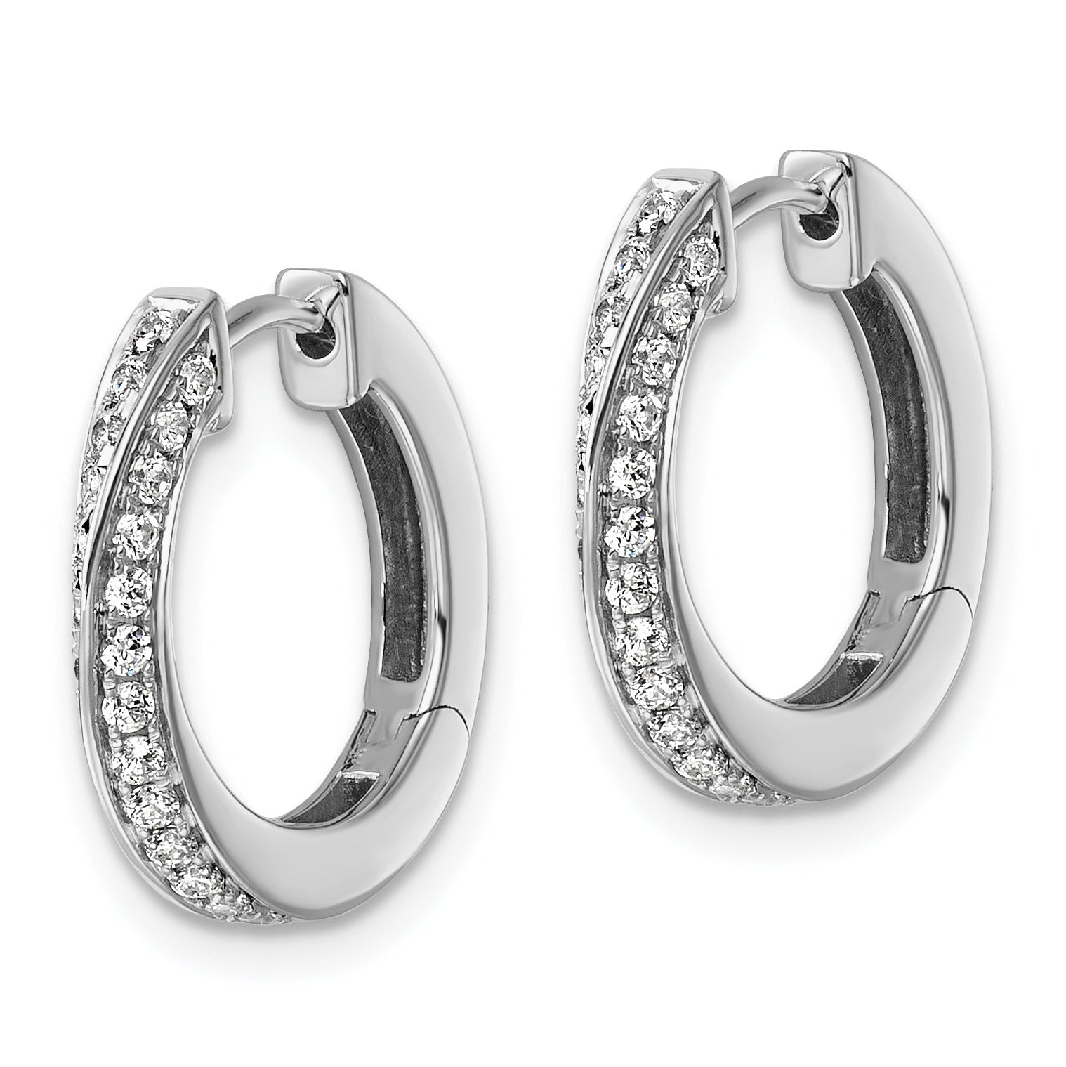 14k Gold Lab Diamond Twisted Hinged Hoop Earrings