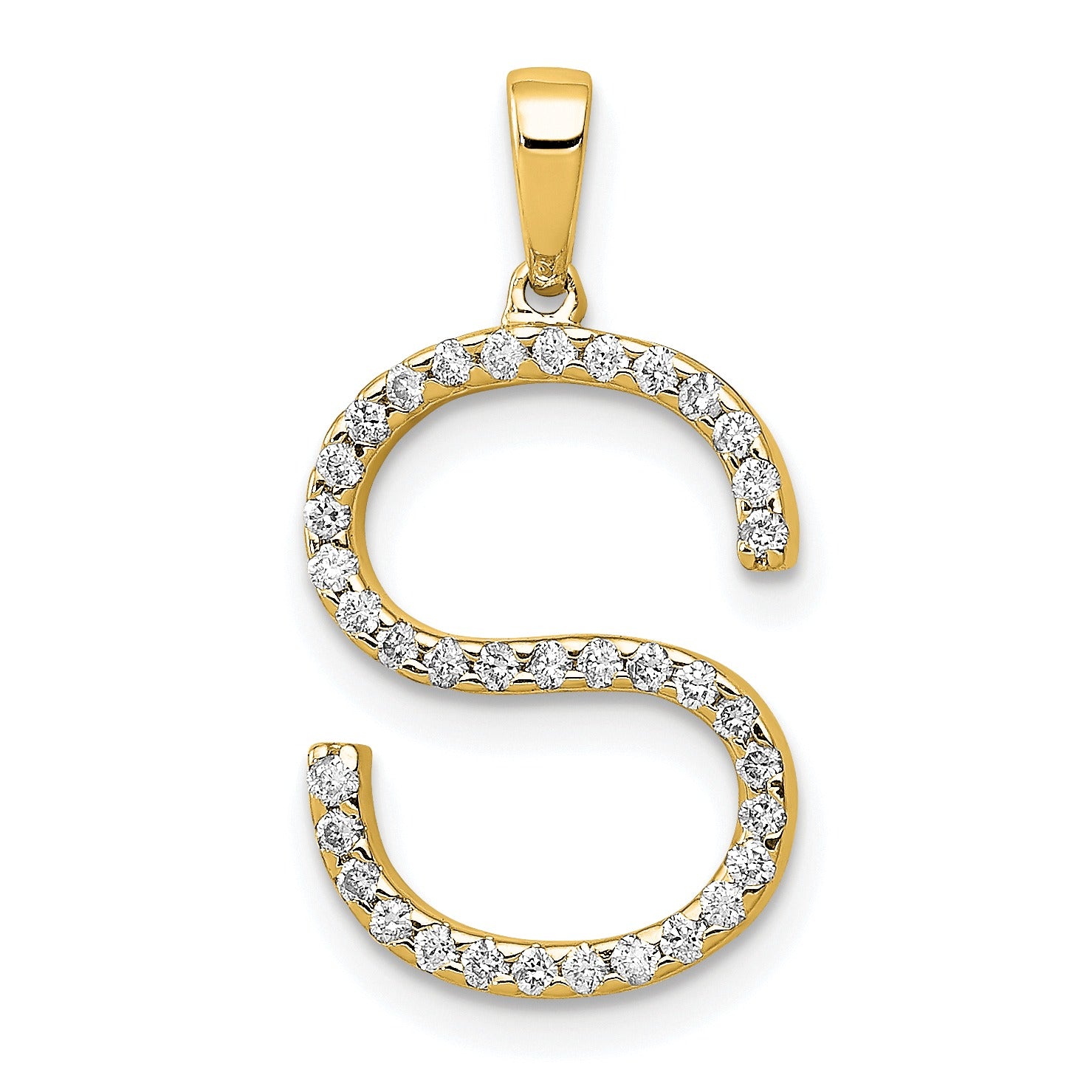 14k Gold Diamond Initial Pendant