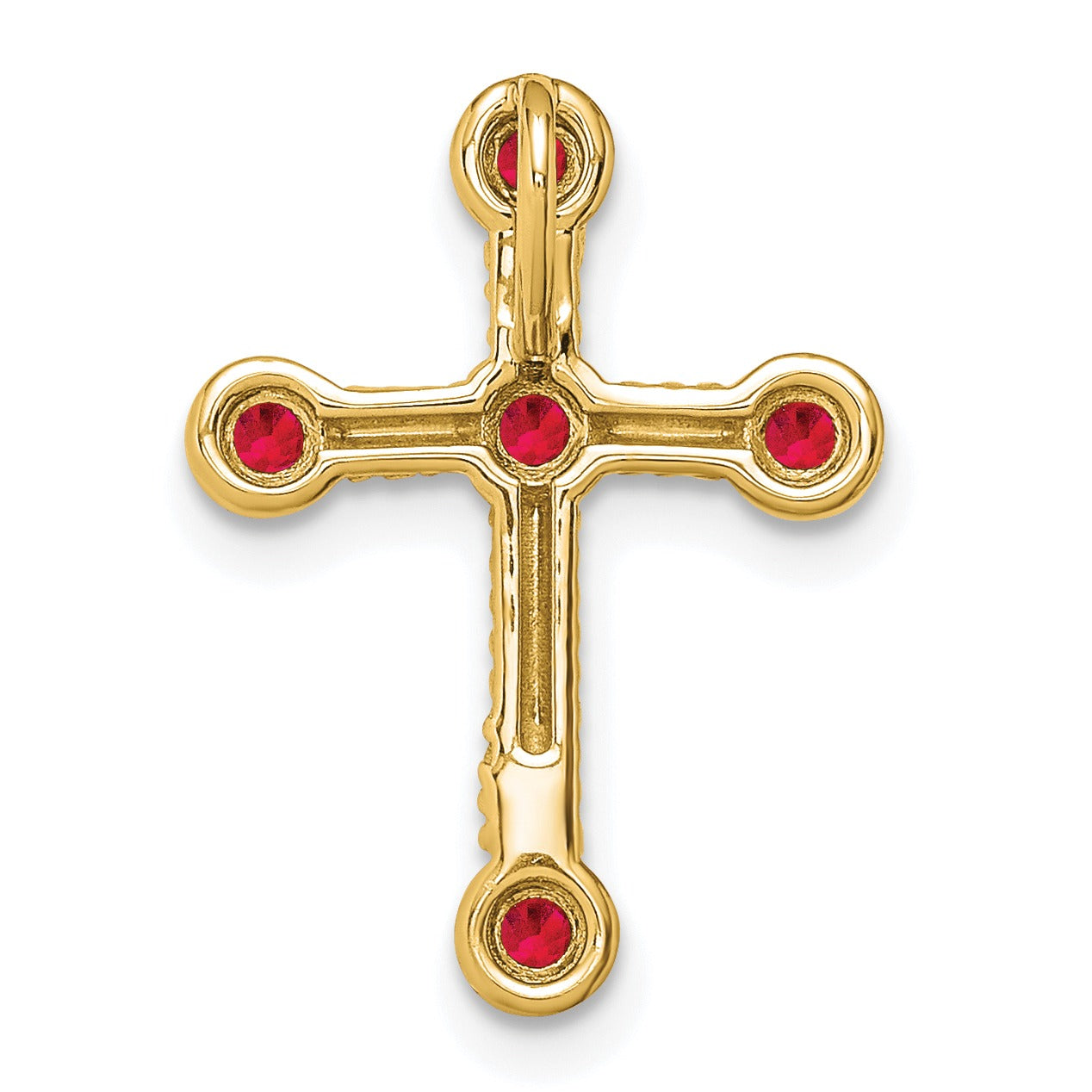 Natural Red Ruby Cross Gold Pendant