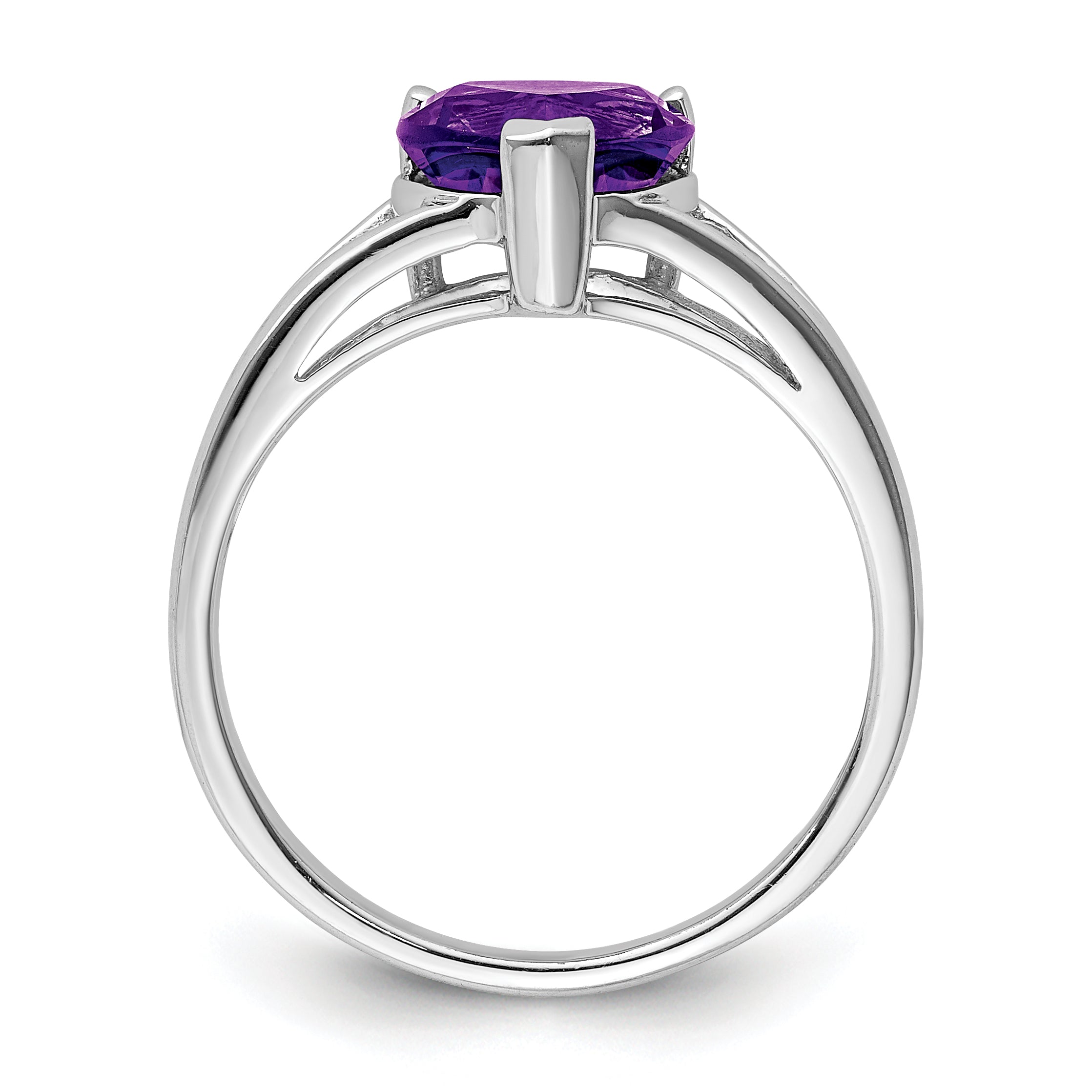Silver Amethyst Heart Gemstone Ring