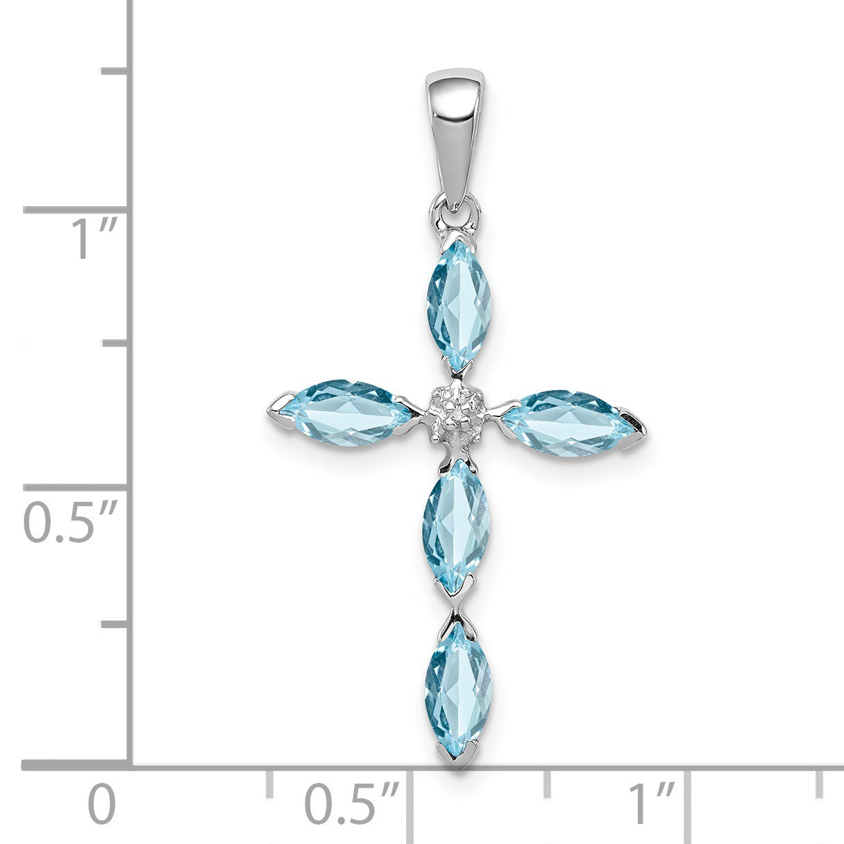 Sterling Silver Natural Blue Sky Blue Topaz and Diamond Pendant