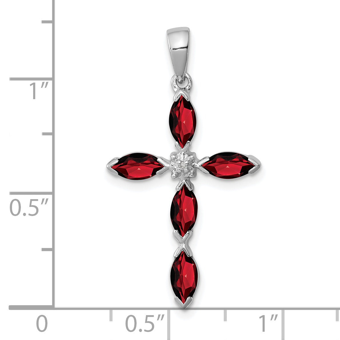 Sterling Silver Natural Garnet and Diamond Pendant