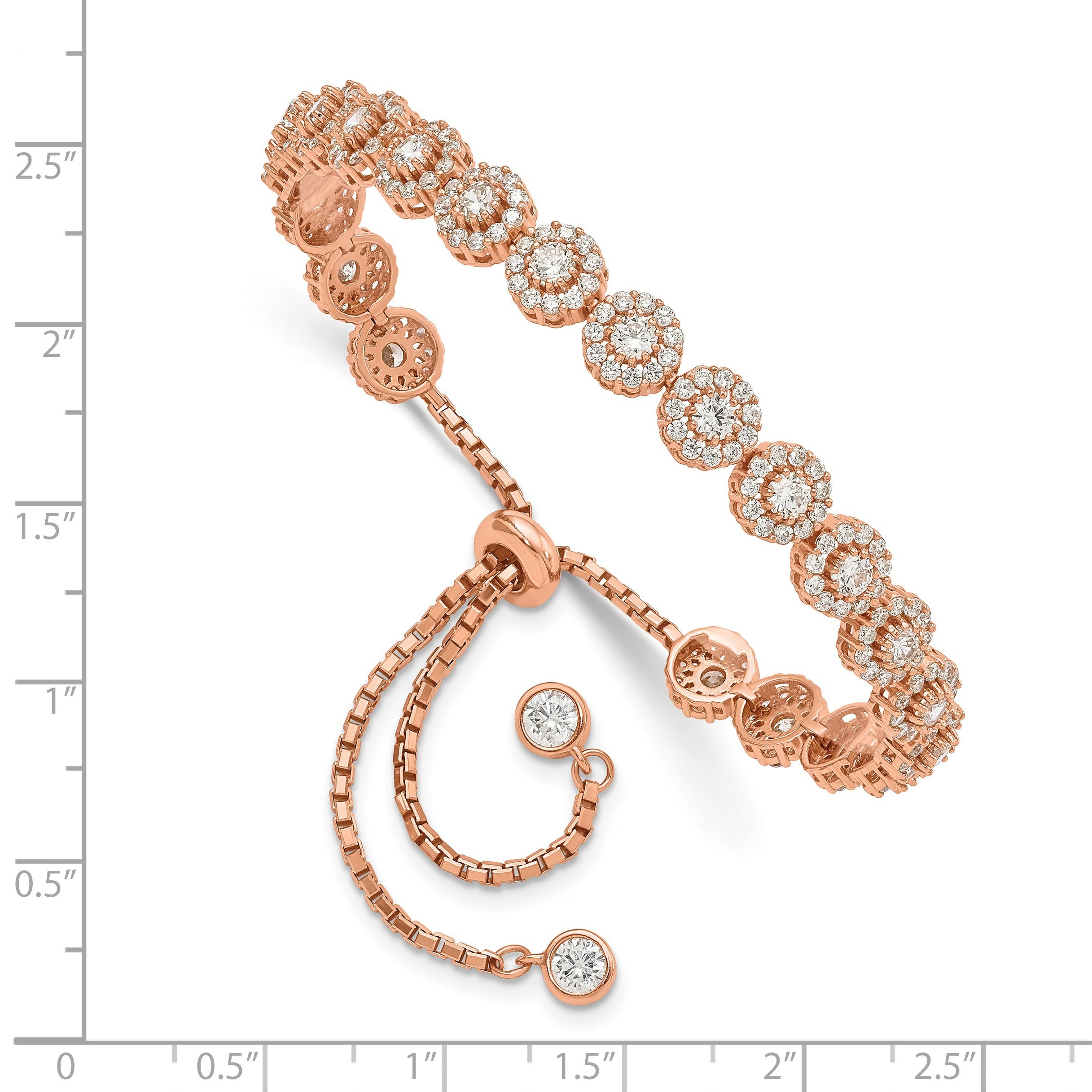 CZ Halo Adjustable Rose Gold Silver Bracelet