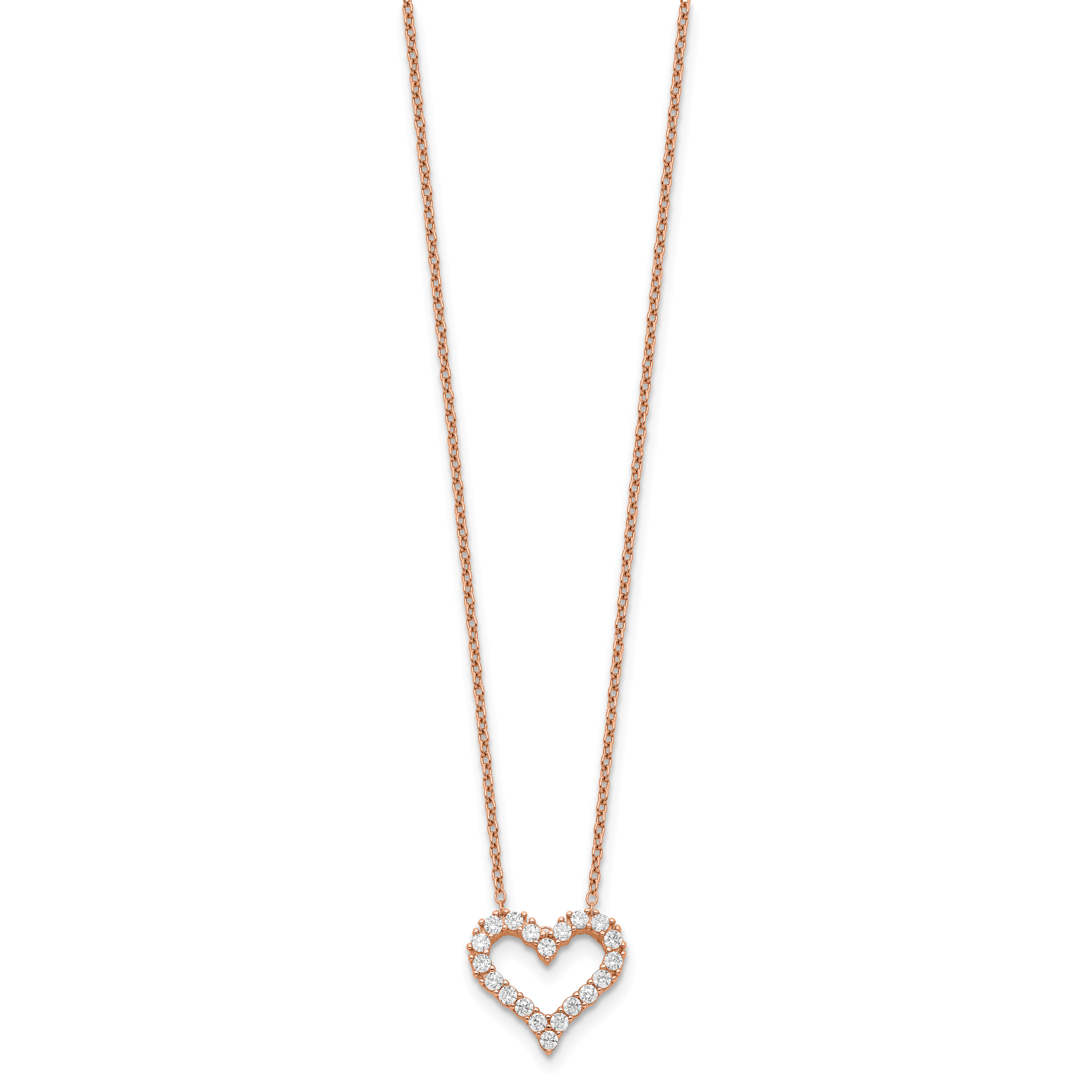 Sterling Silver CZ Heart Necklace