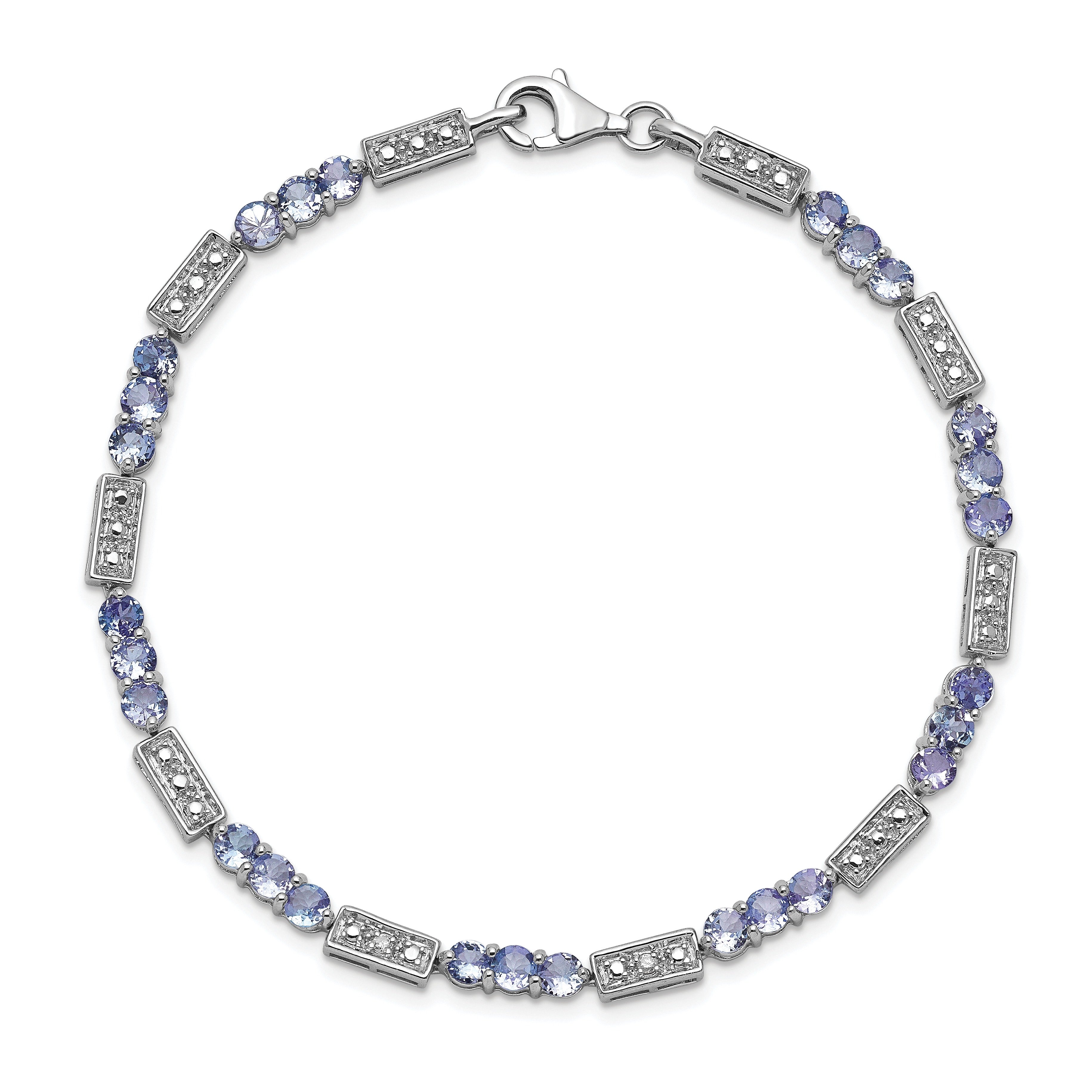Natural Tanzanite and Diamond Bracelet Silver