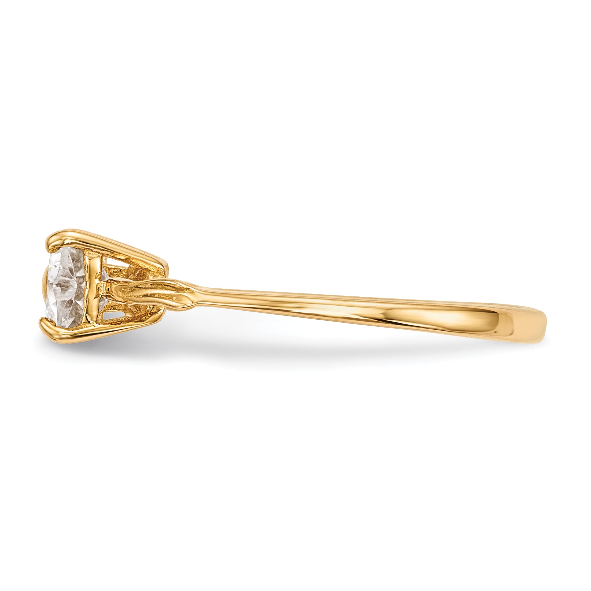 14k Yellow Gold Bow Dual Heart Birthstone Ring