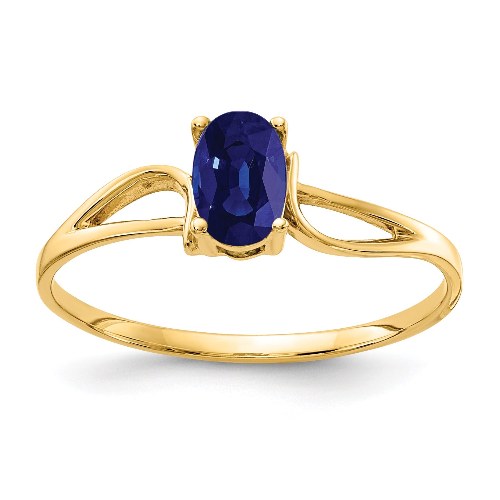 0.65 Ct Oval Blue Sapphire Prong 14K Yellow Gold Split Shank Solitaire Ring