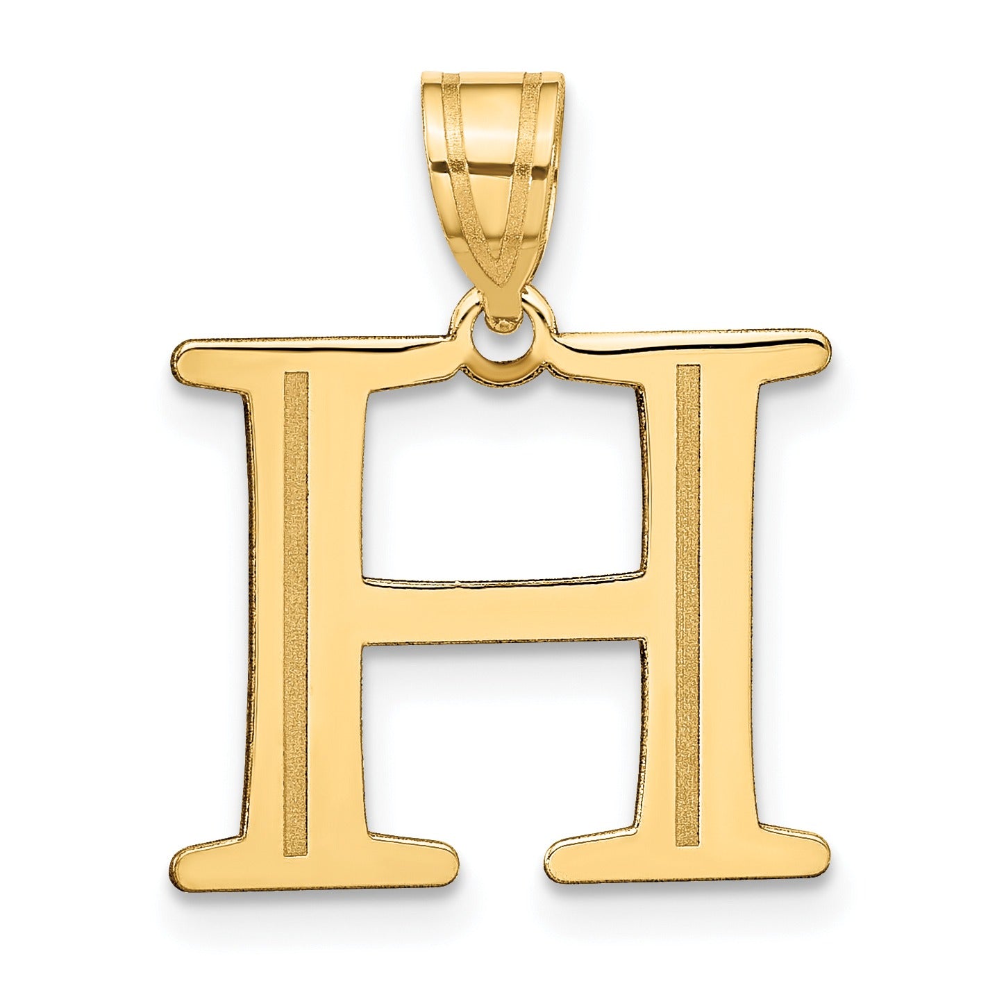 14K Gold Etched Initial Pendants