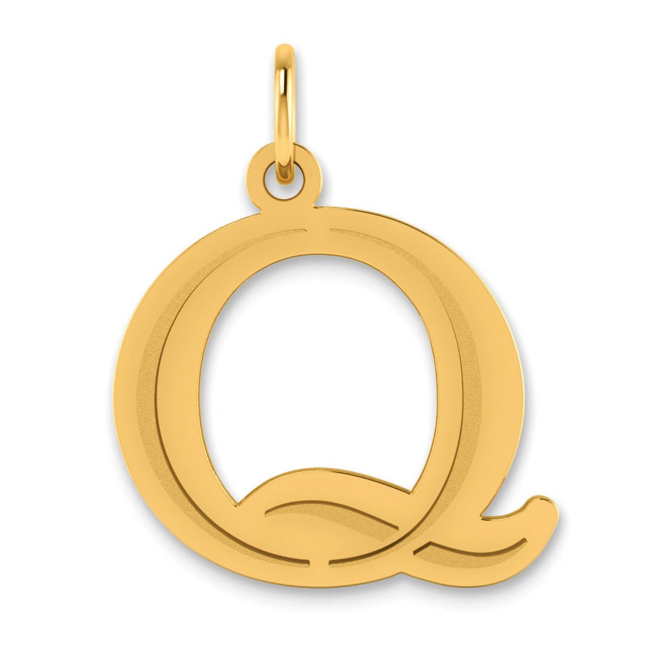 14K Gold Etched Initial Pendants