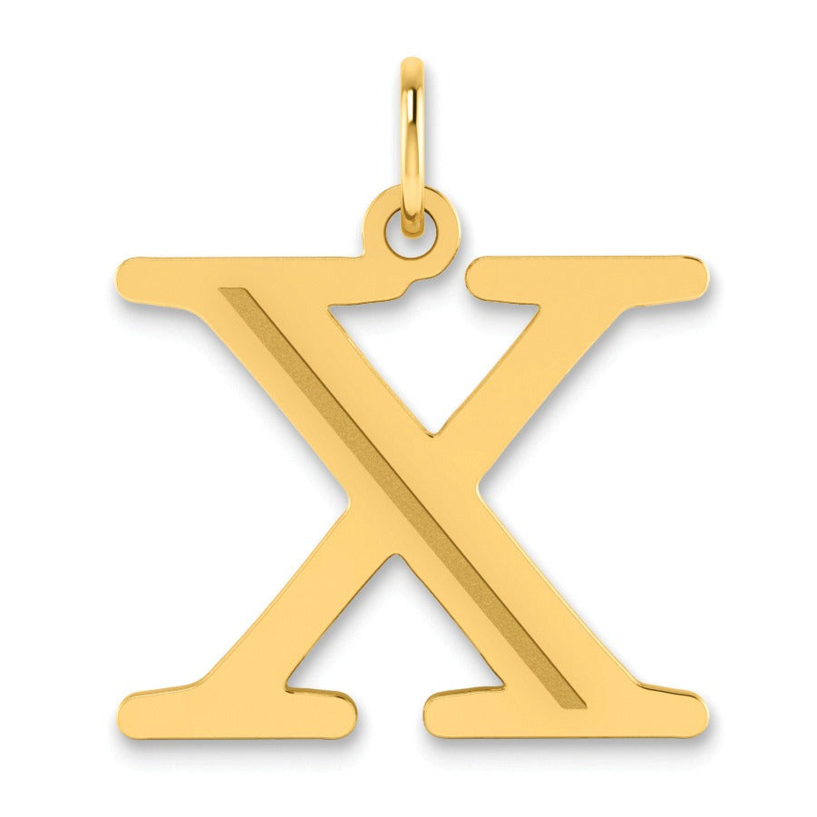 14K Gold Etched Initial Pendants