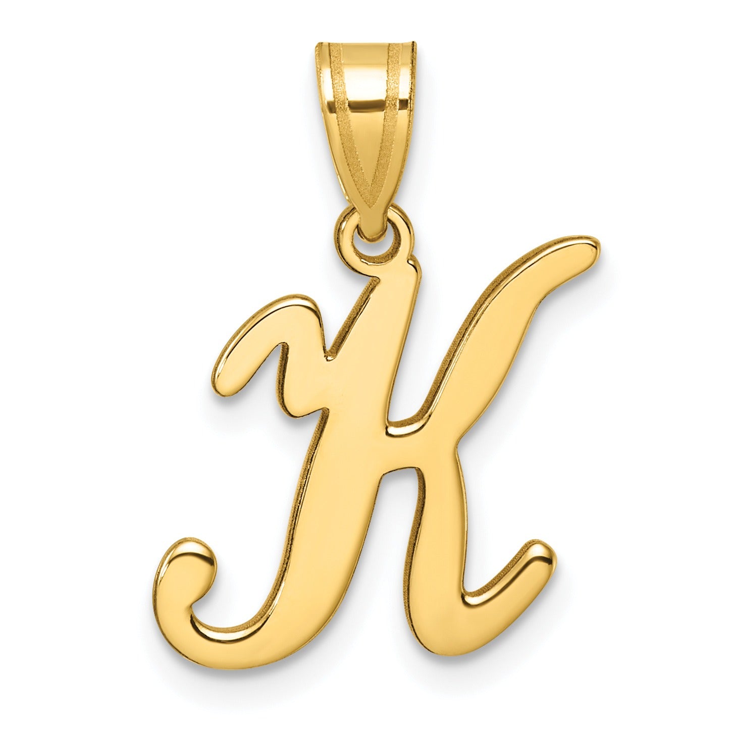 14k Gold Script Initial Charm Pendant