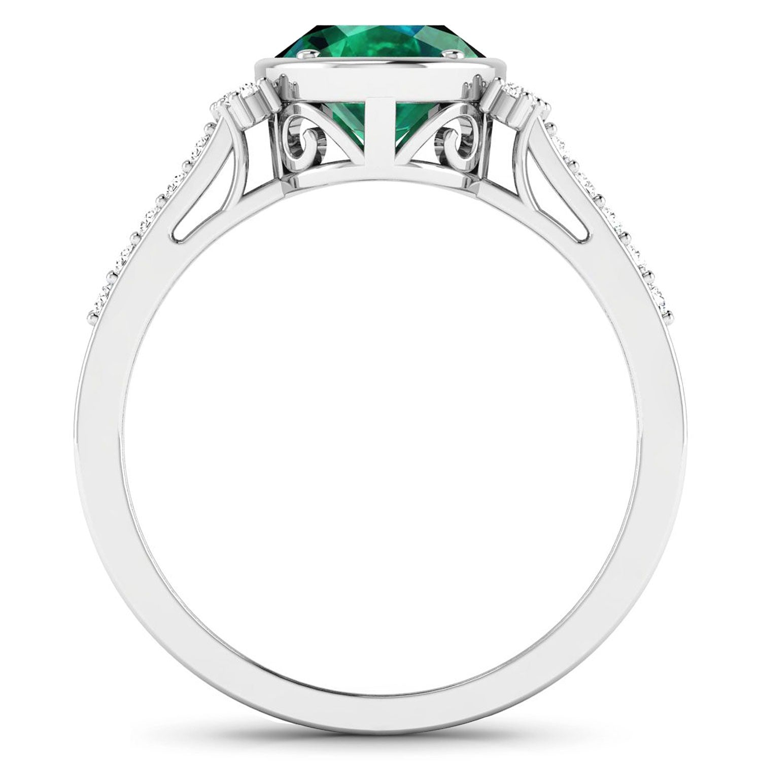 Zambian Emerald Diamond Oval Ring 14K Gold