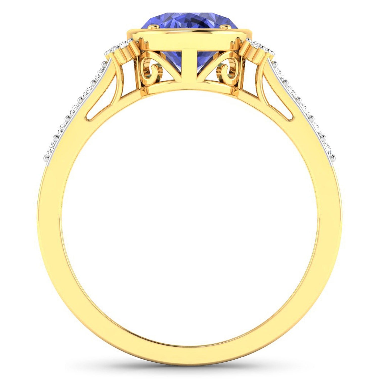 Natural Tanzanite Diamond Oval Ring 14K Gold