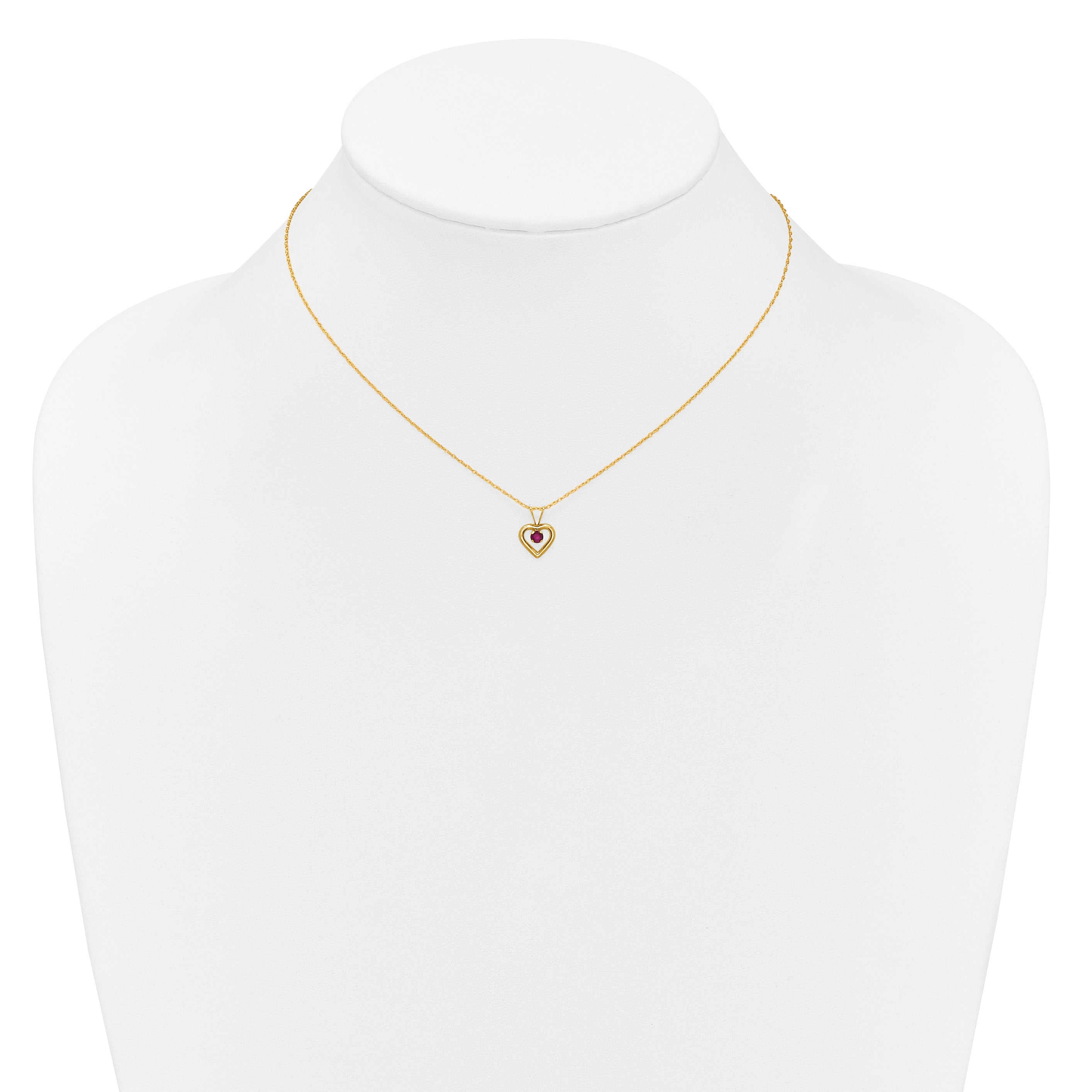 10k Yellow Gold Heart in Heart Birthstone Necklace