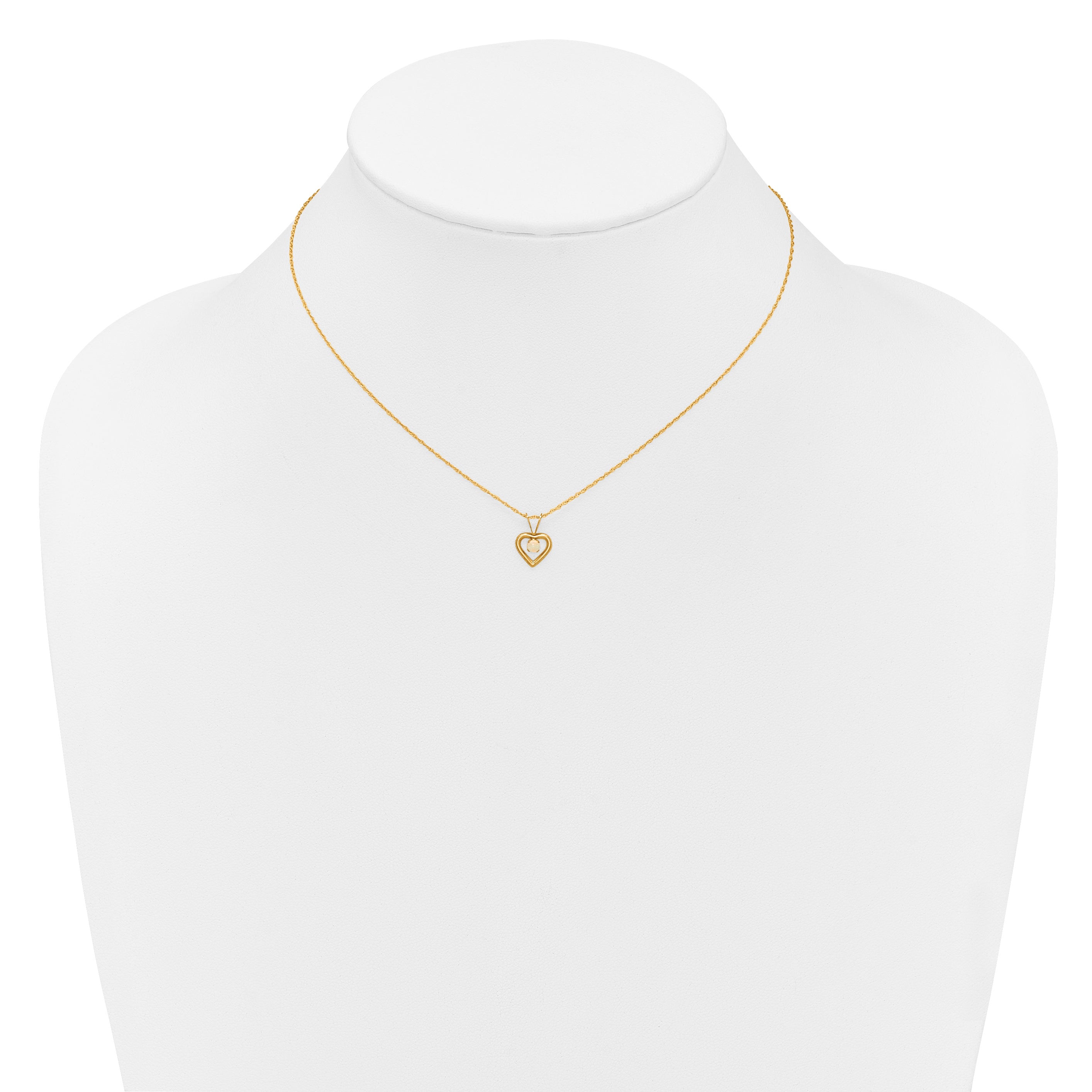 10k Yellow Gold Heart in Heart Birthstone Necklace