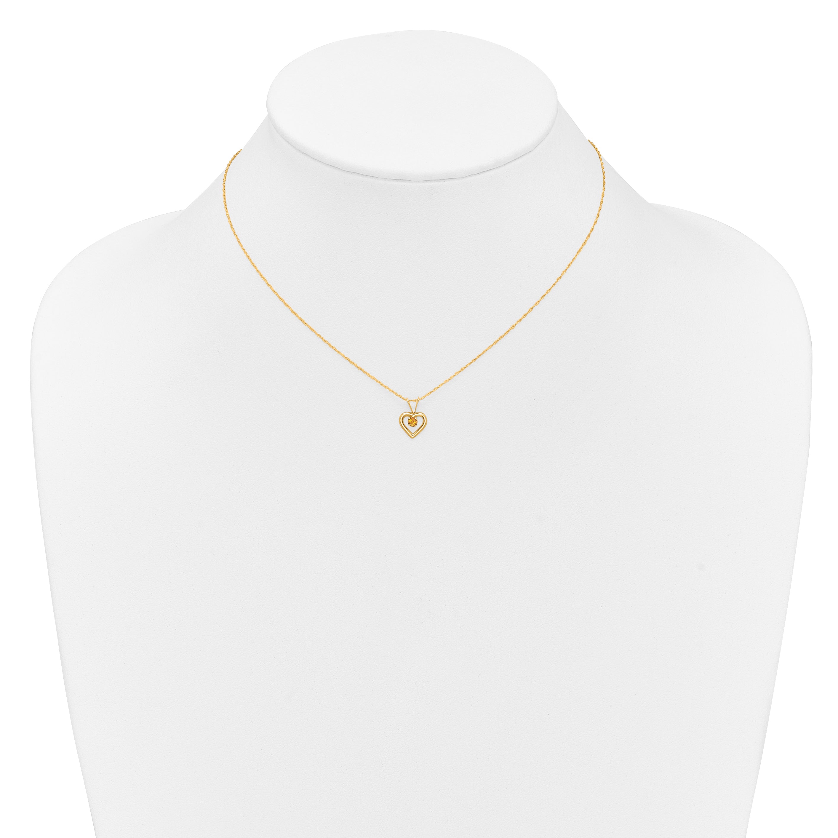 10k Yellow Gold Heart in Heart Birthstone Necklace
