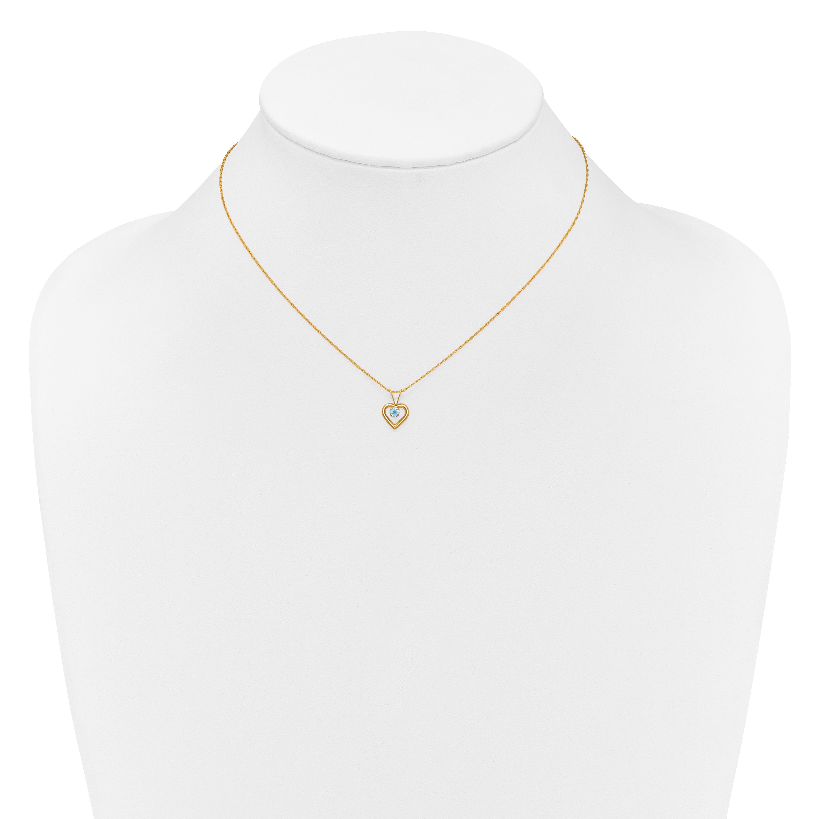 10k Yellow Gold Heart in Heart Birthstone Necklace