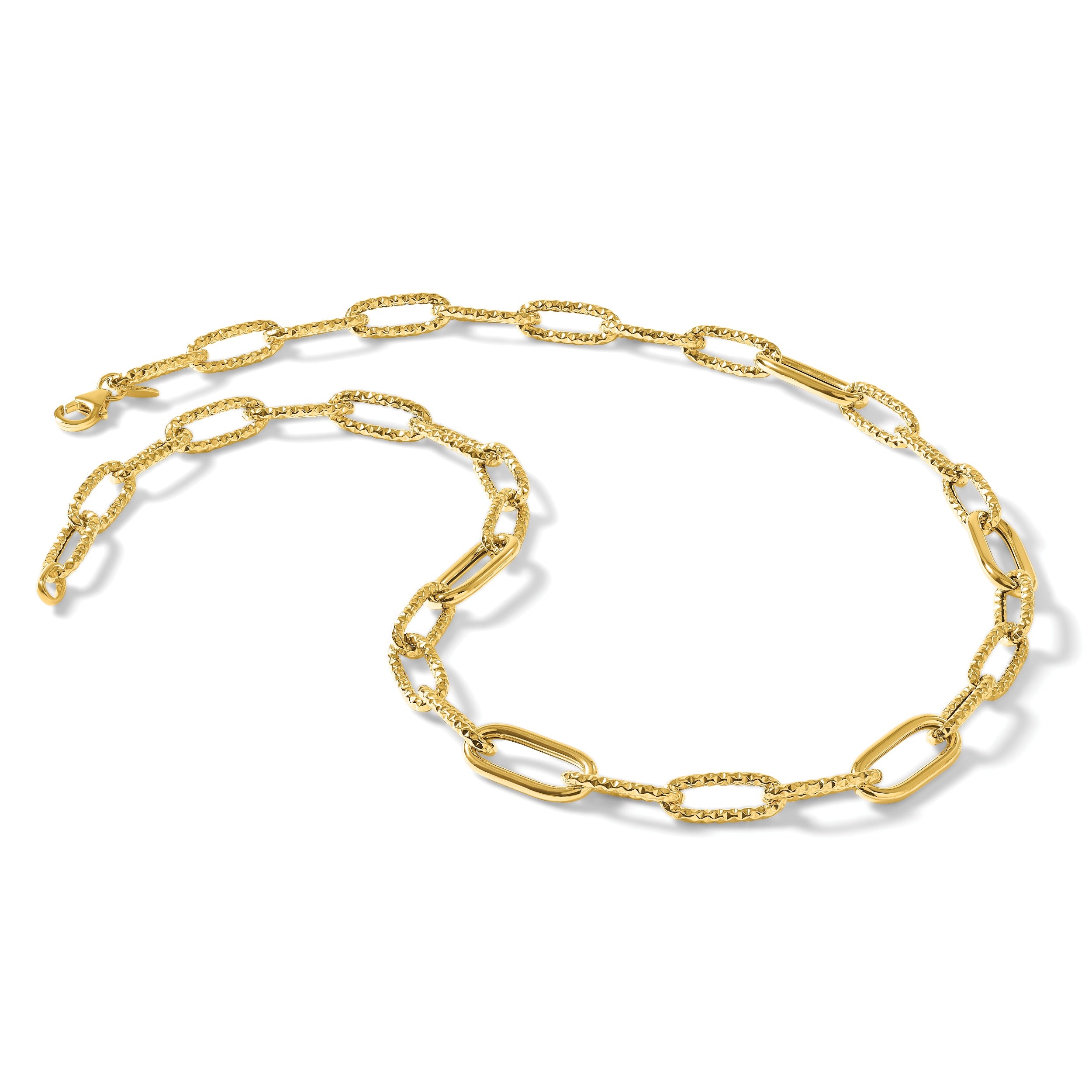 18 inch Fancy Paperclip Link Chain Necklace 14K Yellow Gold