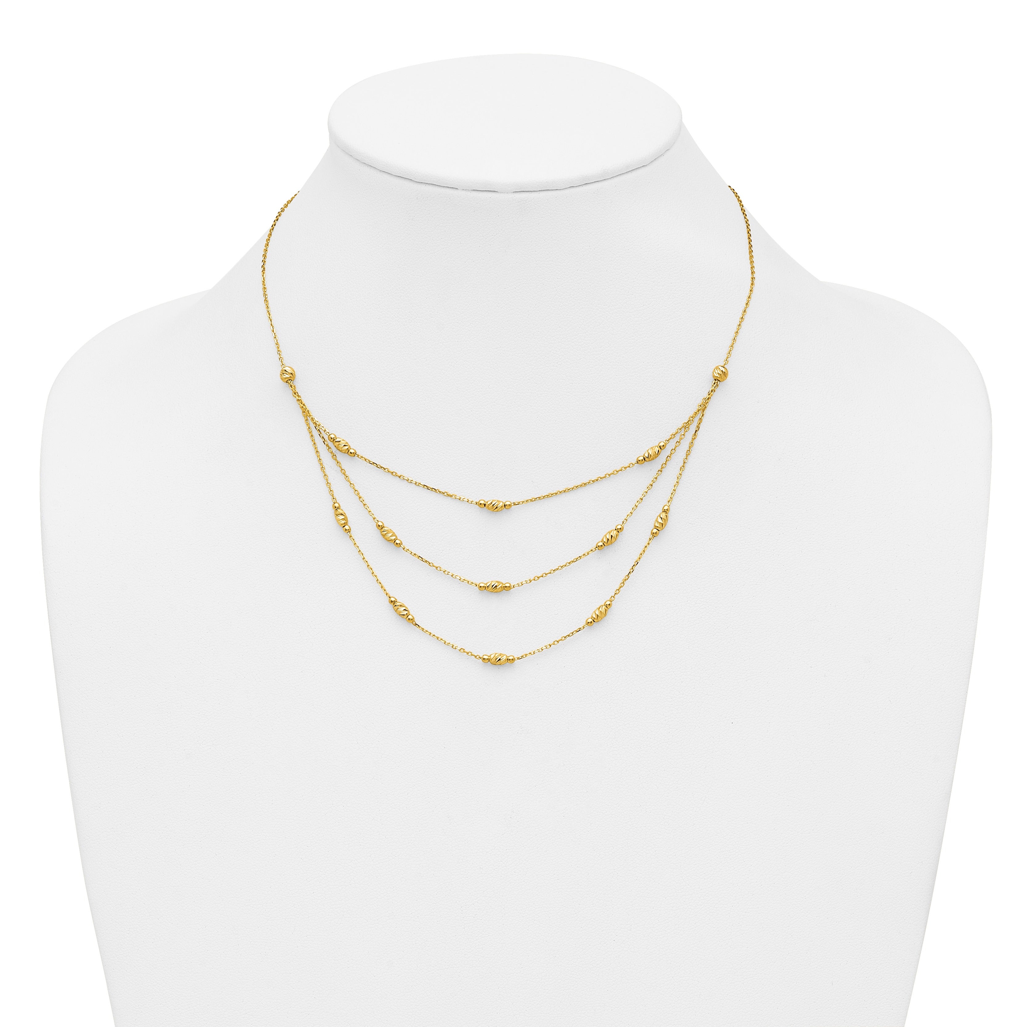 Diamond-Cut Beaded 14K Gold Polished Layered Necklace