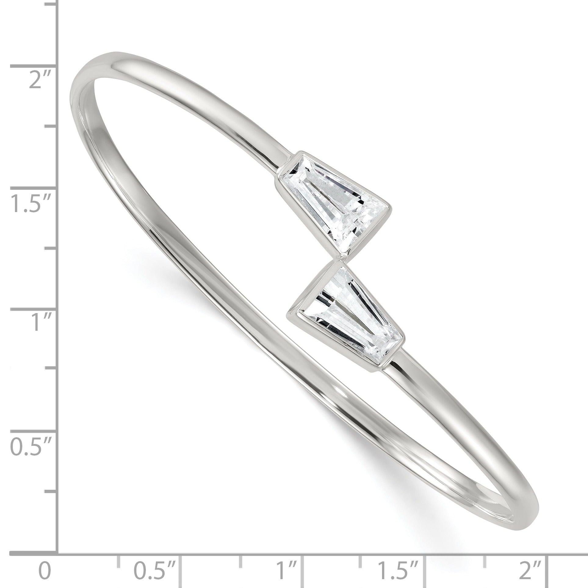 Baguette CZ Sterling Silver Cuff Slip On Bangle Bracelet
