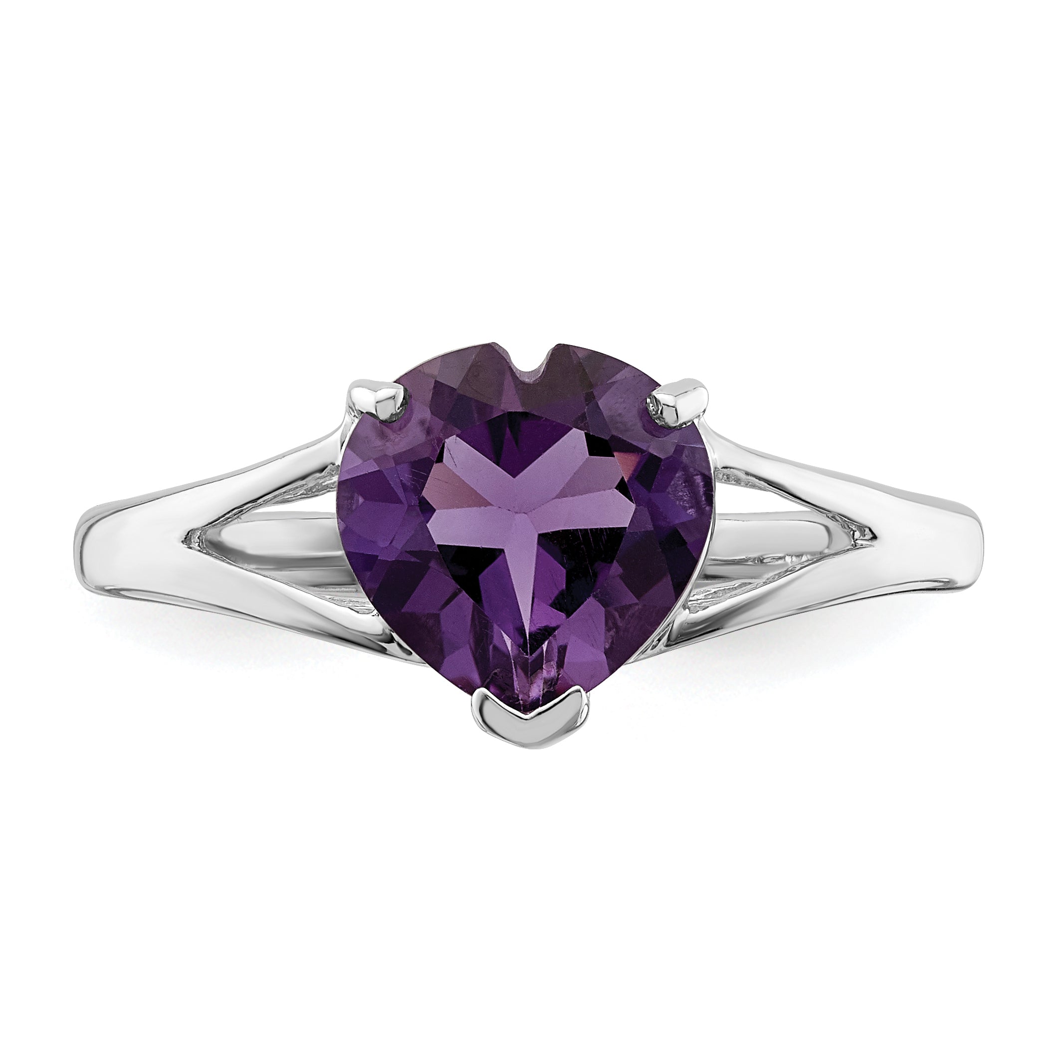 Heart-shaped amethyst gemstone silver ring, handcrafted fine jewelry from Fine Color Jewels