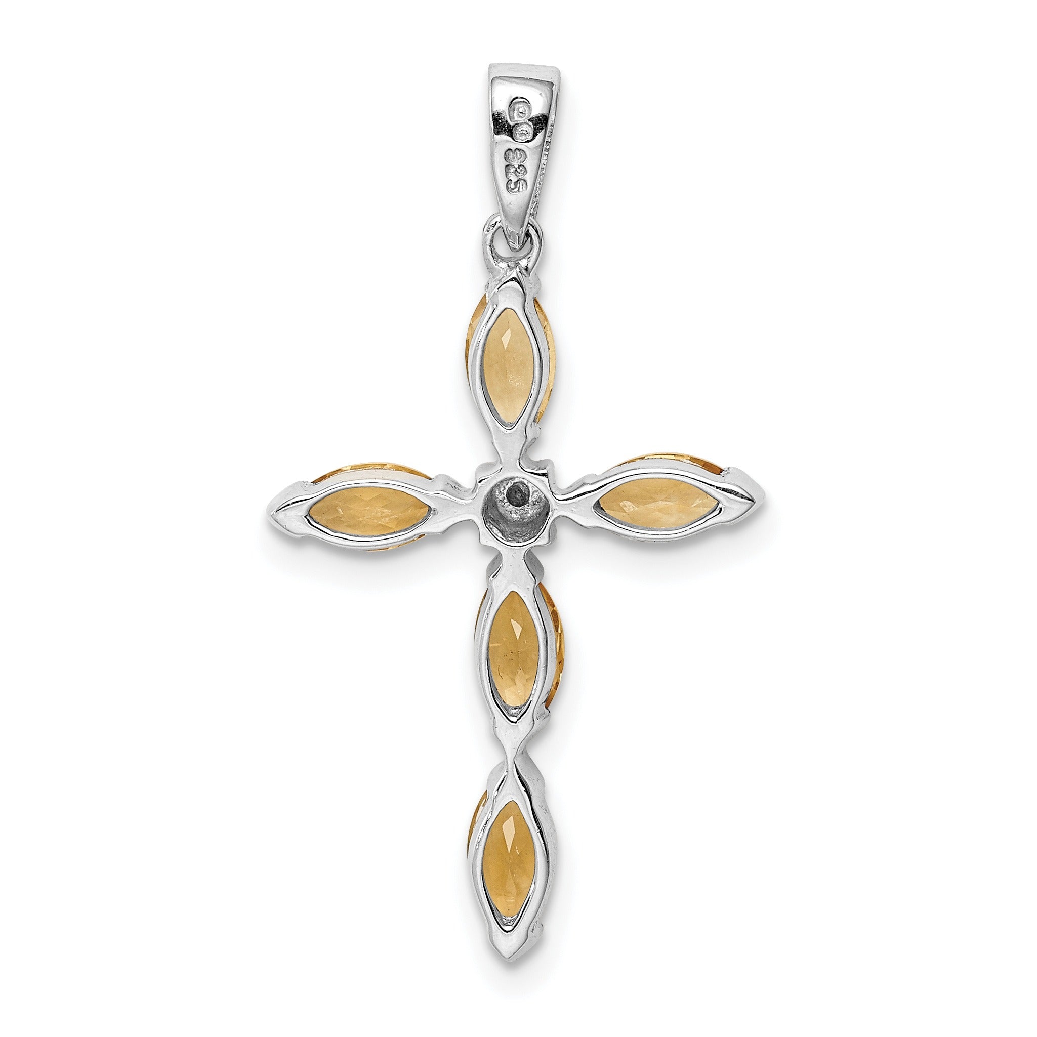 Sterling Silver Natural Citrine and Diamond Pendant