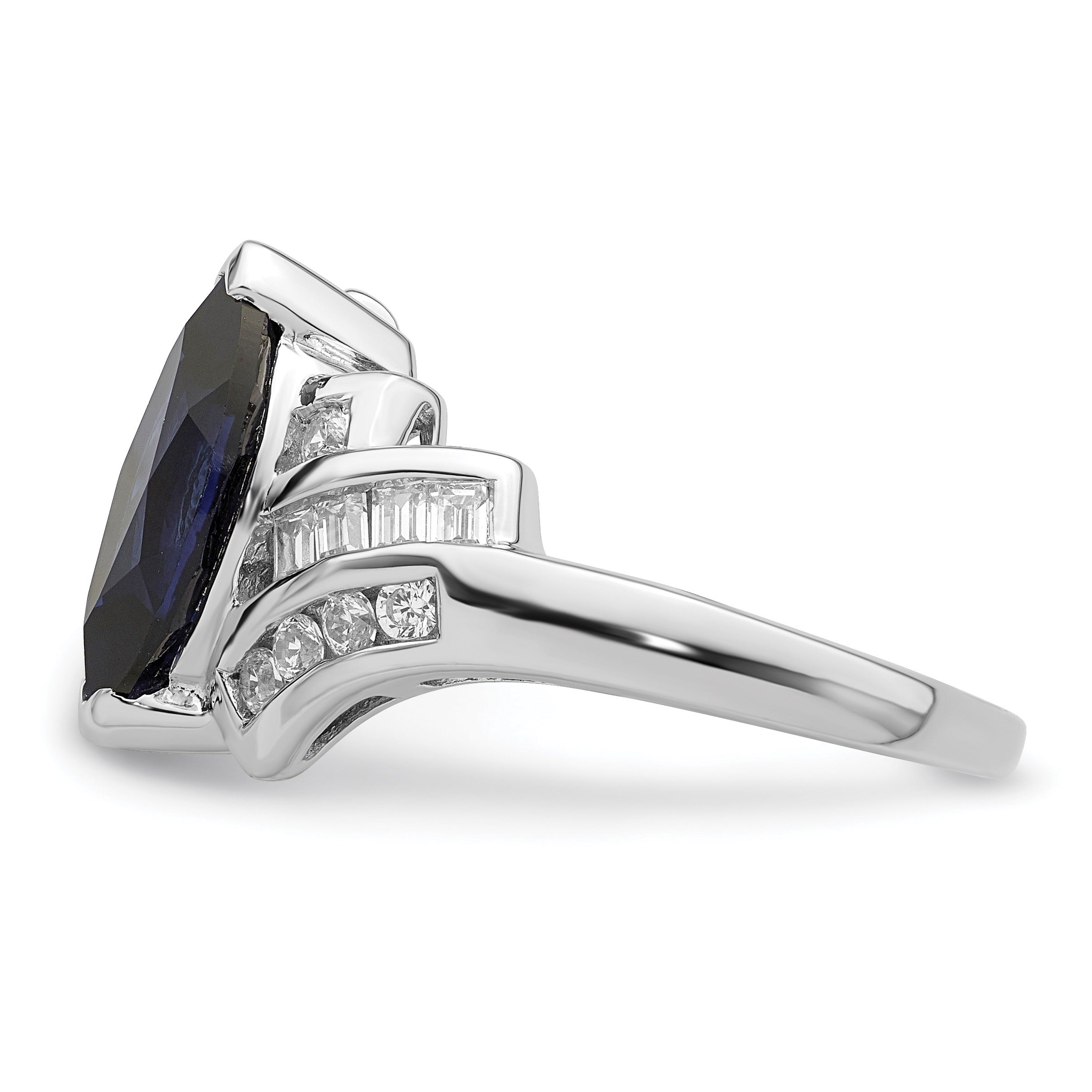 Marquise Blue Lab Created Sapphire Prong Sterling Silver Bypass Statement Ring