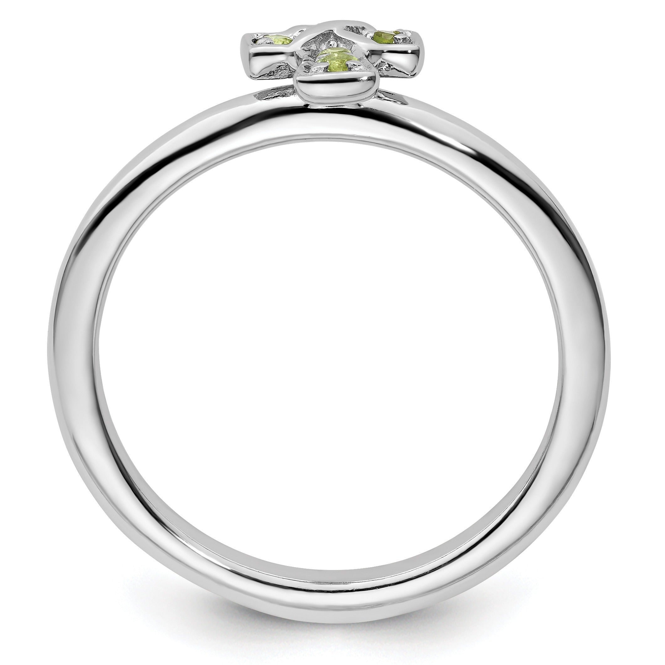 Natural Peridot Silver Stackable Cross Ring