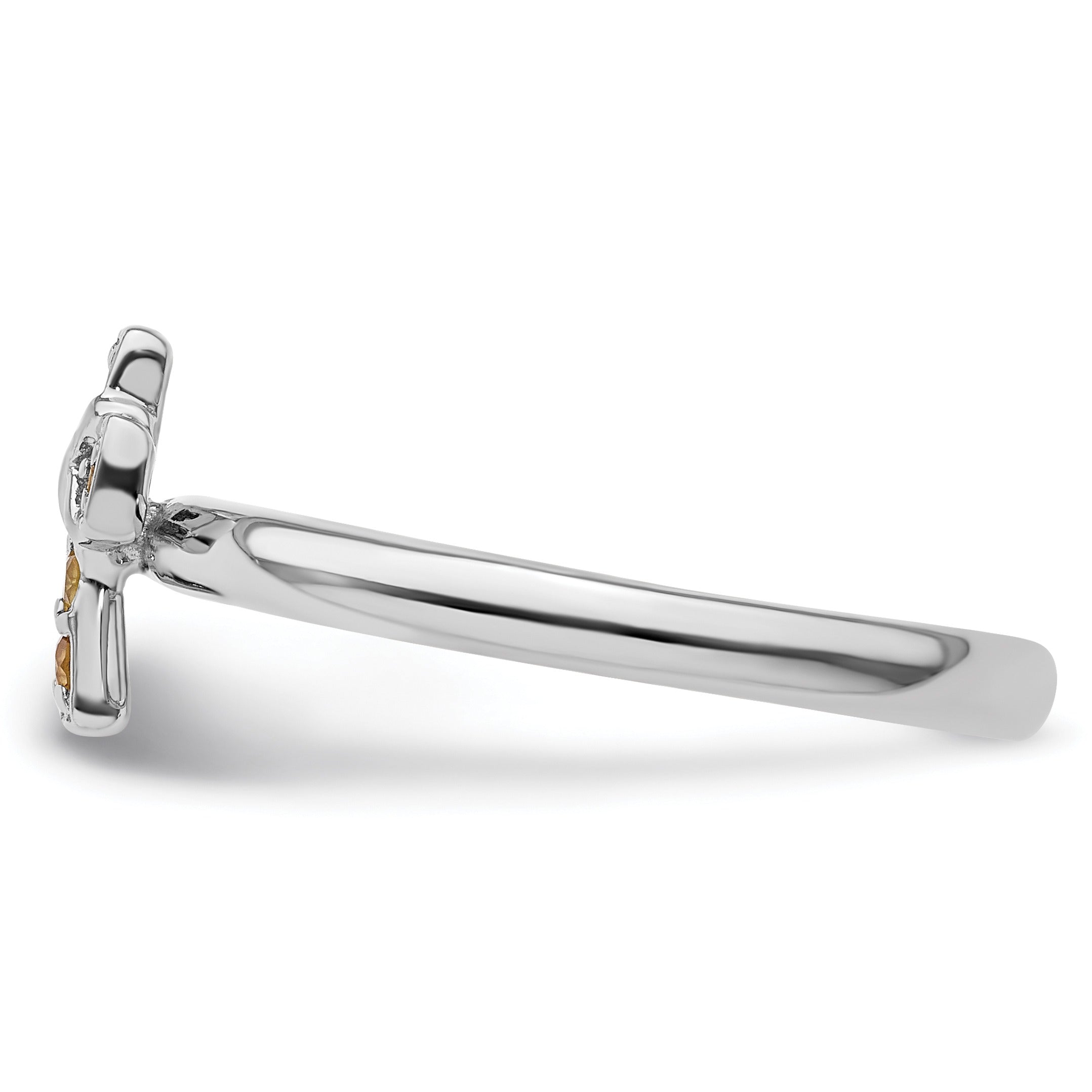 Natural Citrine Sterling Silver Stackable Cross Ring