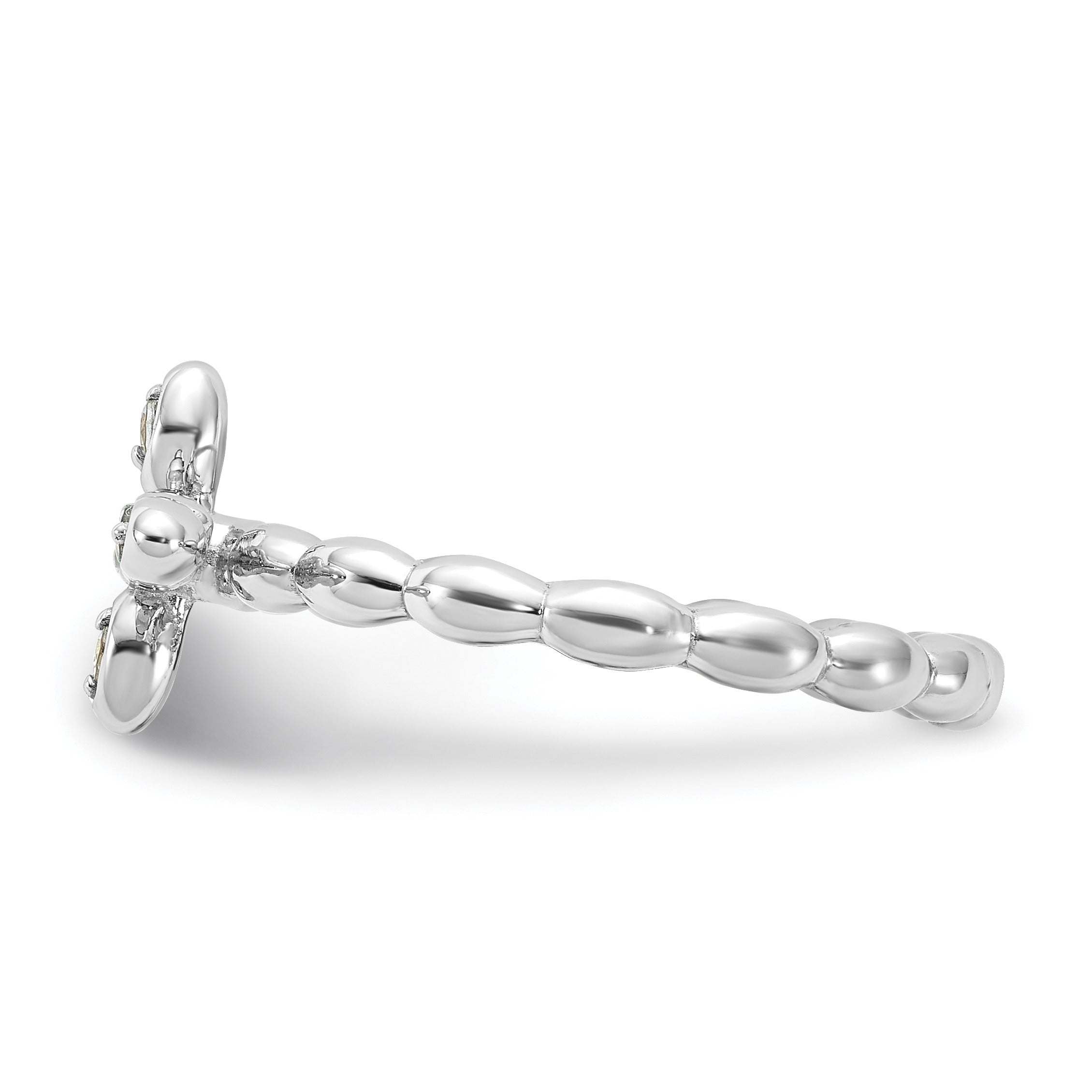 Silver Stackable Natural Aquamarine Cross Ring