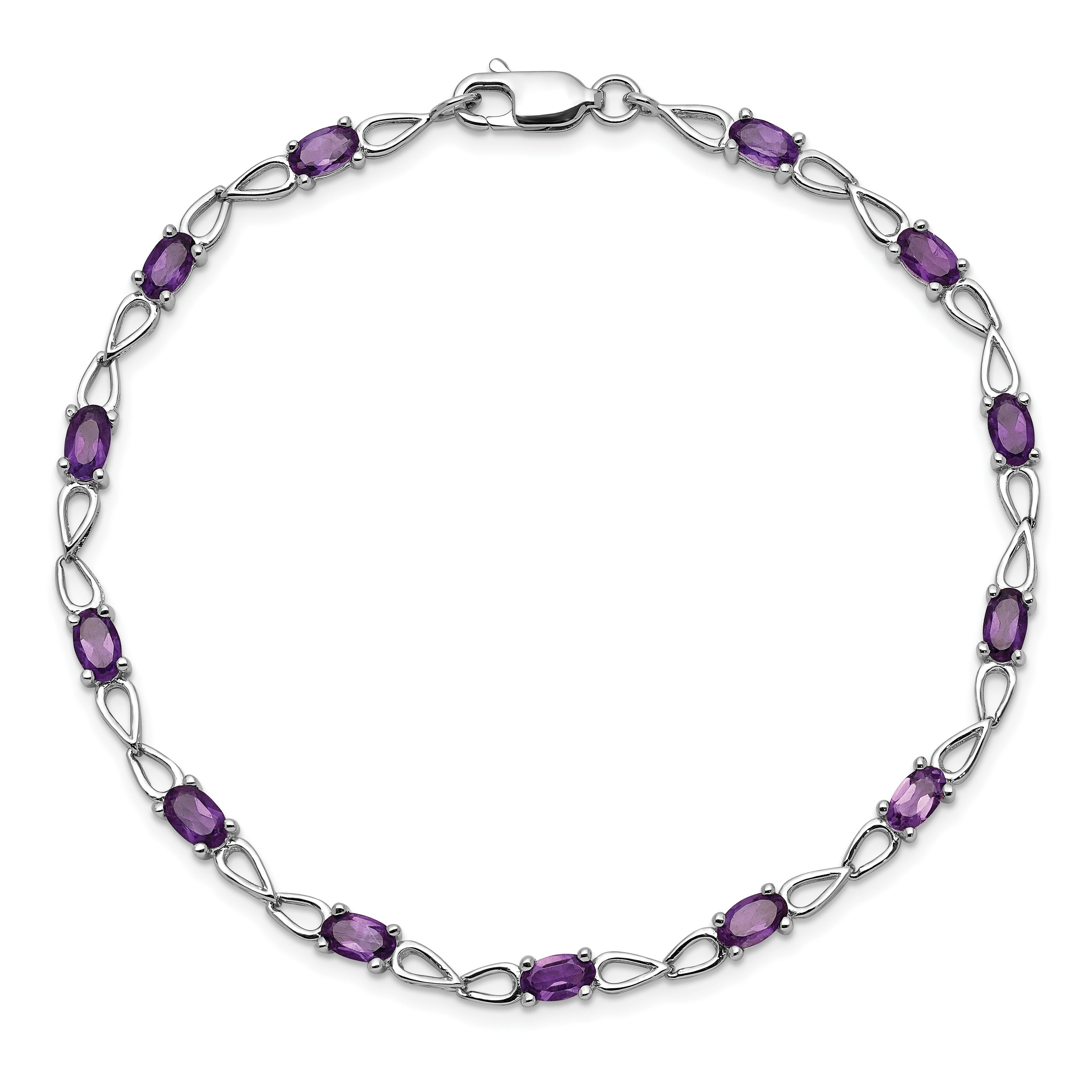 Natural Purple Amethyst Infinity Bracelet Silver