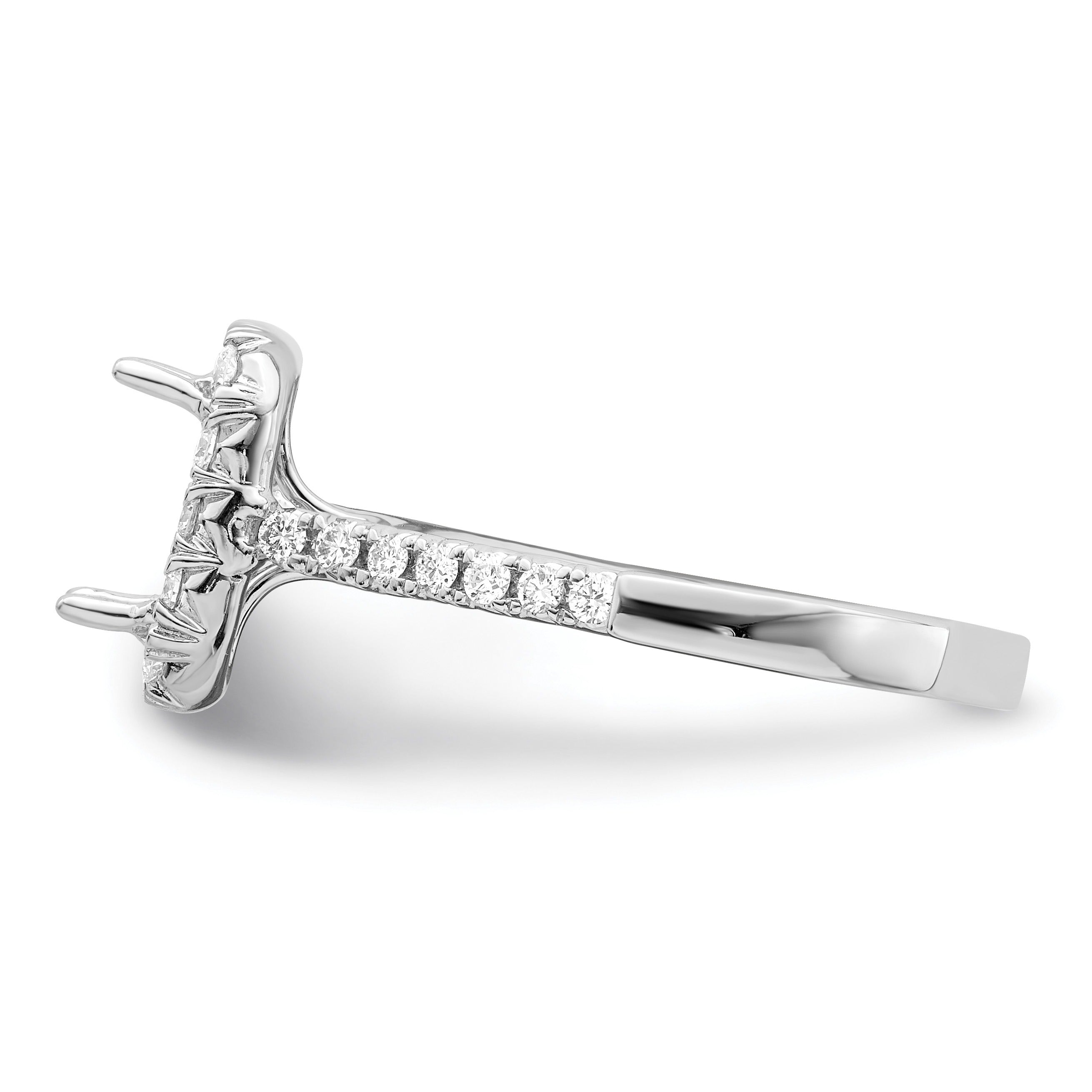 Emerald-Cut White Lab-Grown Diamond Prong 14K White Gold Halo Engagement Ring