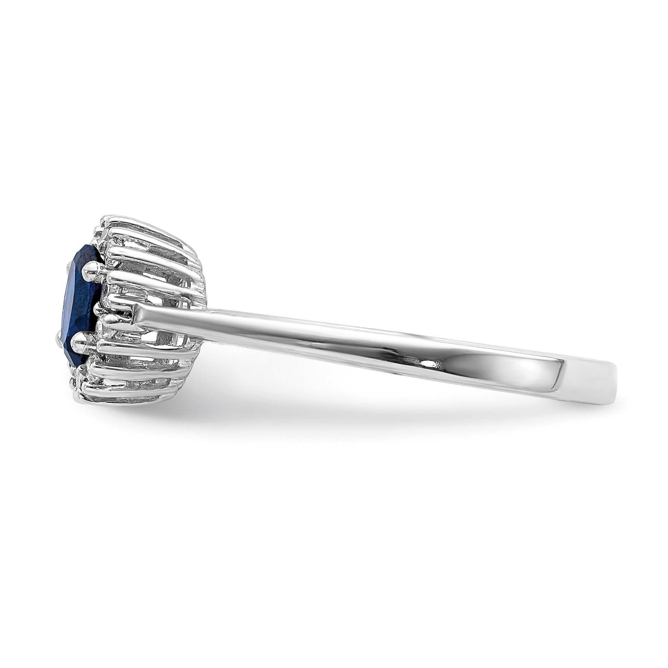 0.30 Ct Oval Blue Sapphire & Diamond Prong 14K White Gold Classic Halo Ring